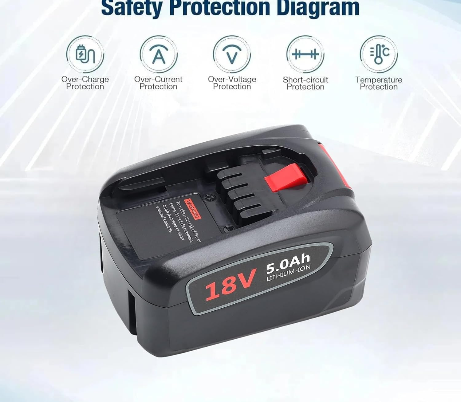 Geelink PBA18V 5.0Ah Lithium-Ion Battery Replacement for Bosch 18V PBA PSB PSR Battery for 18V Green Home and Garden Tools