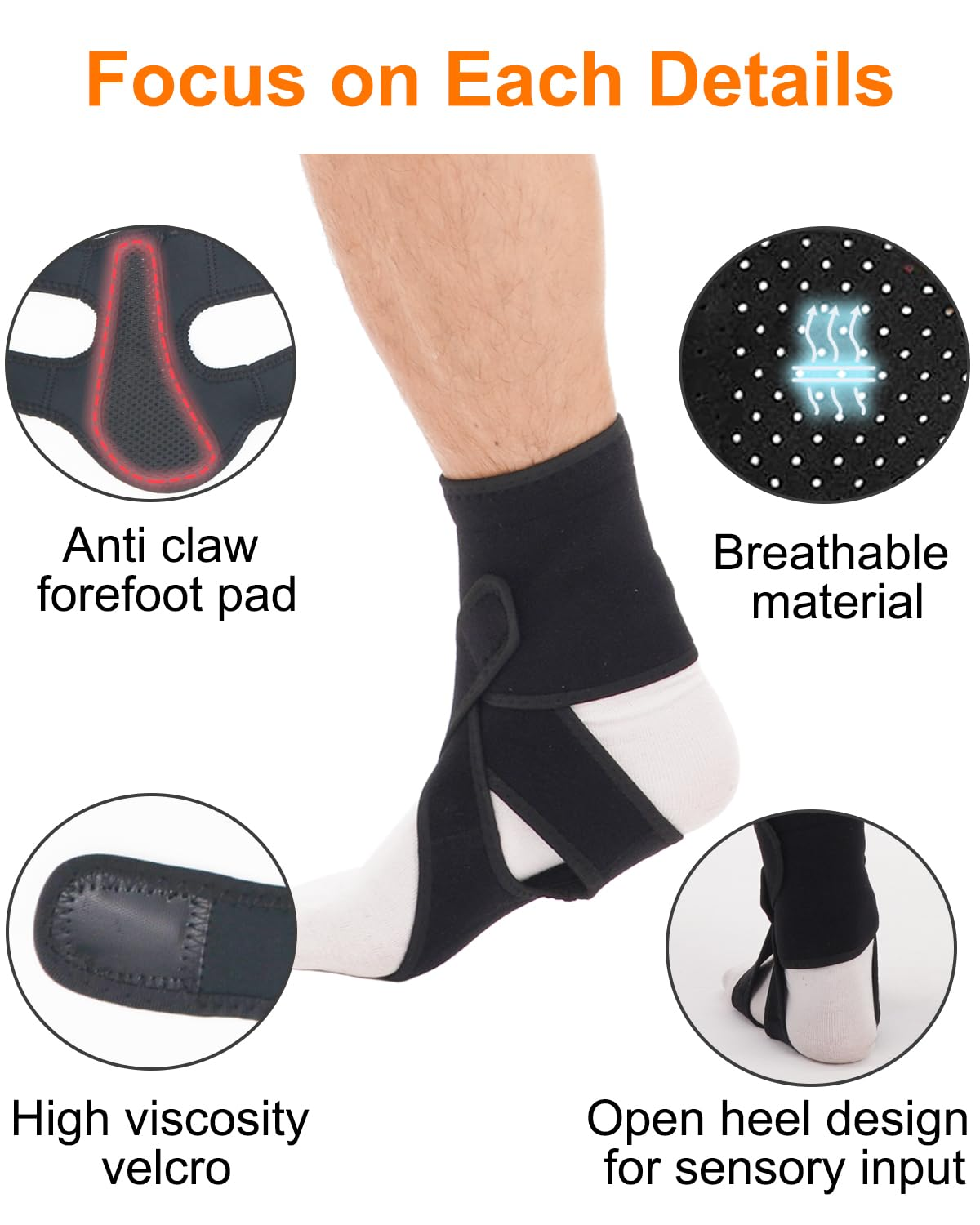 AFO Foot Drop Brace, Improve Walking Gait, Effective Relieve Pain, Adjustable Foot Orthosis Brace Support for Sleep, Plantar Fasciitis, Drop Foot Braces for Walking with Shoes (Left) image number 2