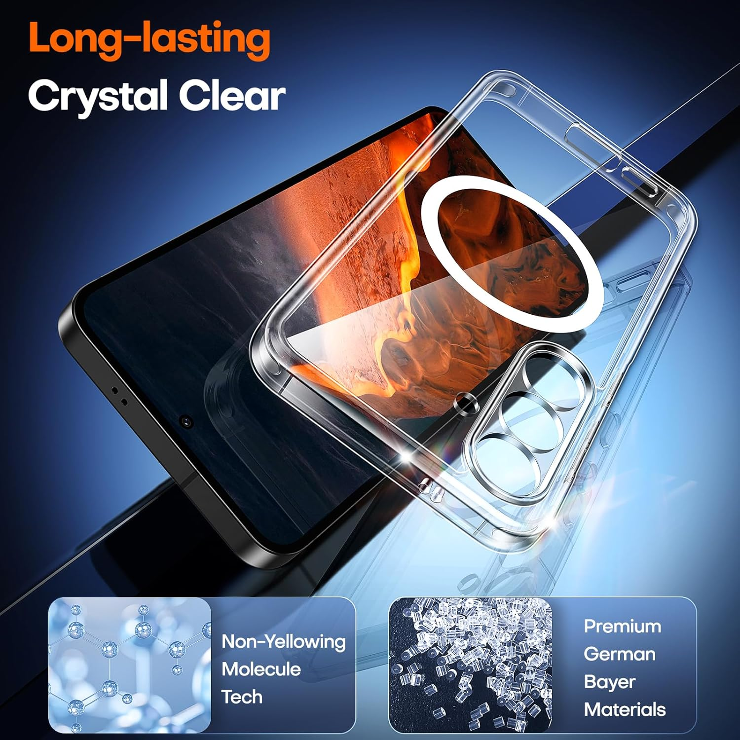 TAURI for Samsung Galaxy S25+ / S25 plus Case, Compatible with Magsafe, Military-Grade Protection, [Anti-Yellowing] Shockproof Transparent Back Magnetic Phone Cover - Clear image number 5