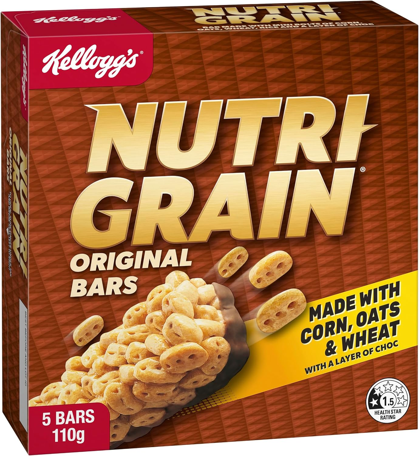 Kellogg'S Nutri-Grain Original Cereal Snack Bars, 5 X 22G image number 2