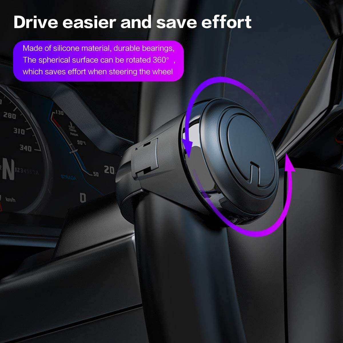 Universal Car Steering Wheel Knob, Steering Aid Steering Wheel Knob for Cars, Steering Wheel Rotary Knob Spinner Handle Button Booster Ball 360 Rotation for Car, Tractor, Truck, Car, Black image number 4