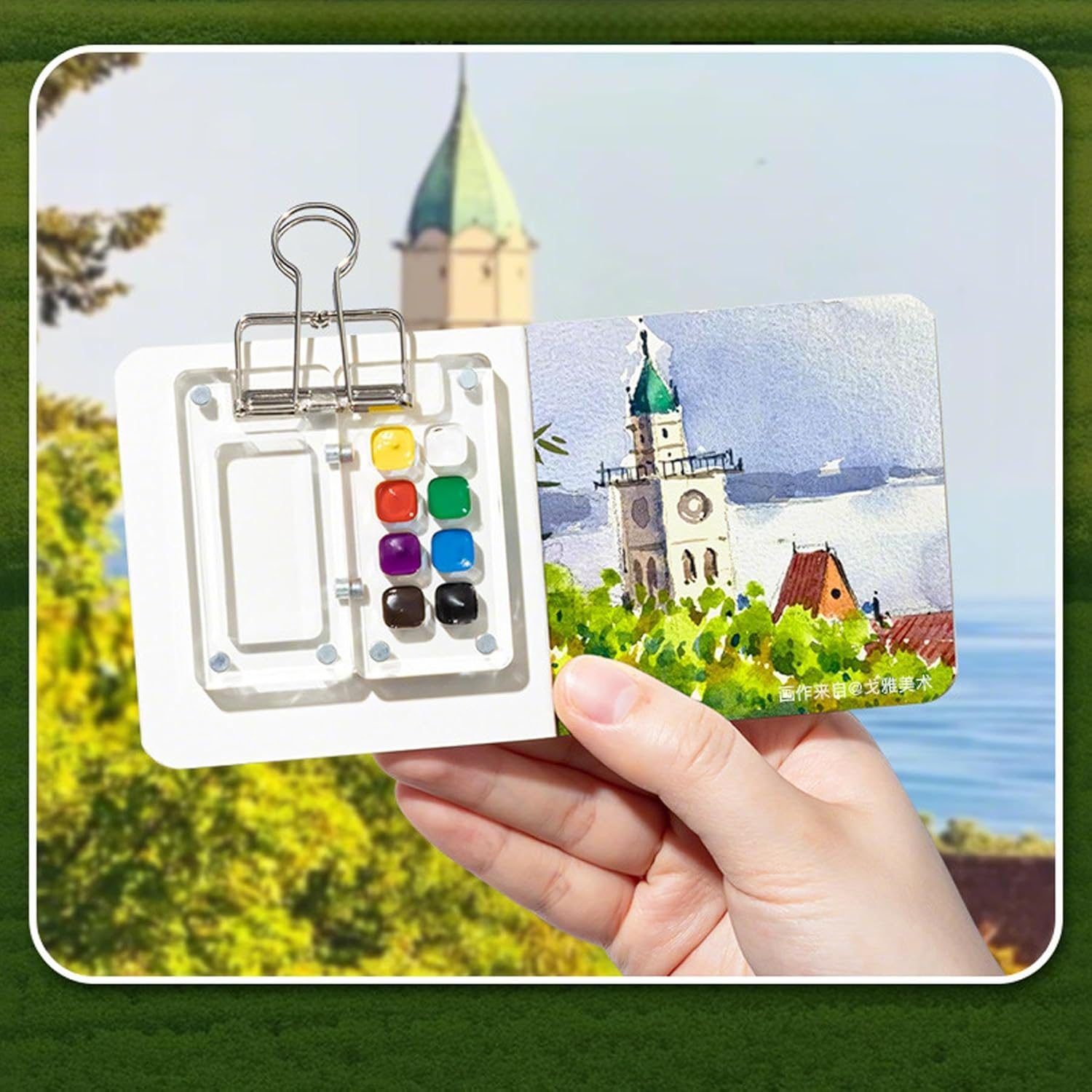 Portable Nano Travel Watercolor Set, Mini Pocket Artist Paint Palette (6 * 6 CM) image number 2