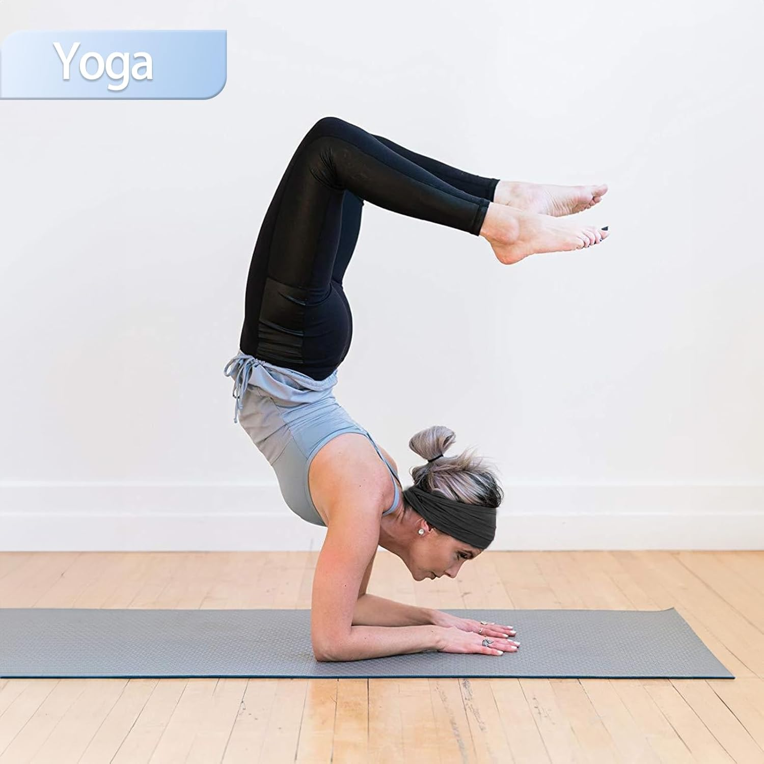 Wide Headband for Women and Men - Black, Stretchy, Non-Slip Workout Sweatband for Yoga, Fitness, Tennis, Runners - Soft Breathable Stylish Accessories for Girls image number 6