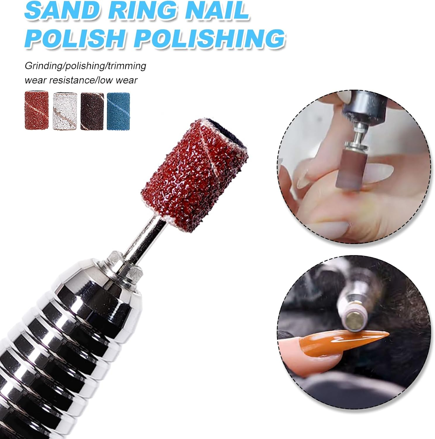 Sanding Sleeves Nail Cutter 200 Pieces Sanding Caps for Nail Cutter 80/120/180/240 Grit Mixed Sanding Belts Set for Gel Nails Manicure image number 1