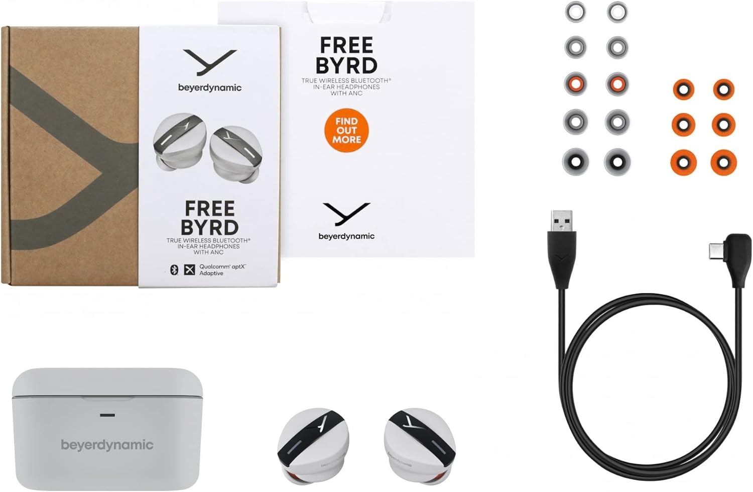 Beyerdynamic Free BYRD Grey True Wireless Bluetooth In-Ear Headphones, Active Noise Cancelling, Long Battery Life, Microphone, IPX4, Sound Personalization and Alexa Built-In (Grey)