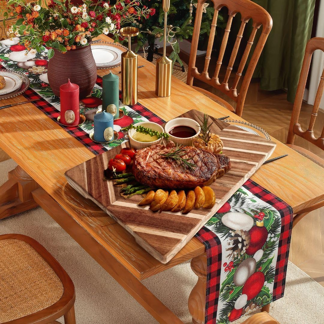 WOODECOR 45X30X3.8Cm End Grain Acacia Wood Chopping Board - Solid Timber Butcher Block for Kitchen, Non-Toxic & Knife-Friendly, Perfect for Housewarming image number 2