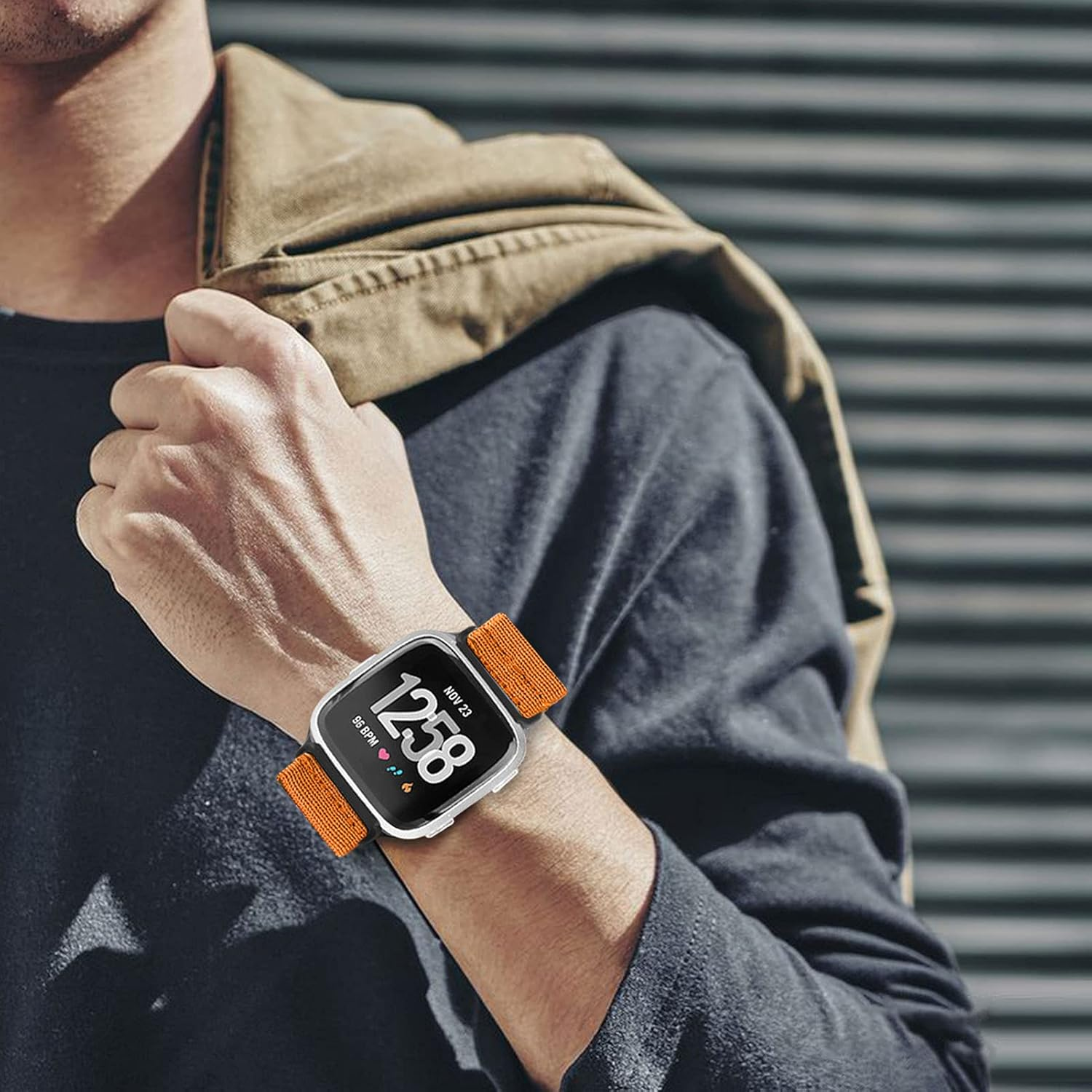 Ecogbd Elastic Replacement Strap Compatible with Fitbit Versa Wristband/Fitbit Versa Lite Wristband/Fitbit Versa 2 Wristband, Soft Nylon Sports Watch Strap for Women Men image number 3