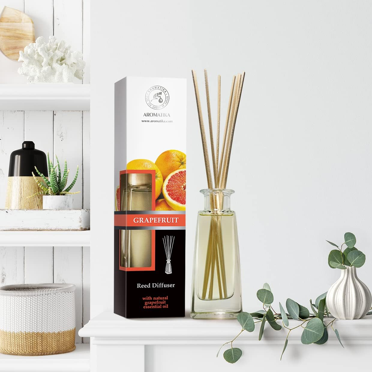 Reed Diffuser Grapefruit 100Ml - Natural Essential Oil Home Fragrance - Aromatherapy Air Freshener - Relaxation Scented Oil Diffuser image number 1