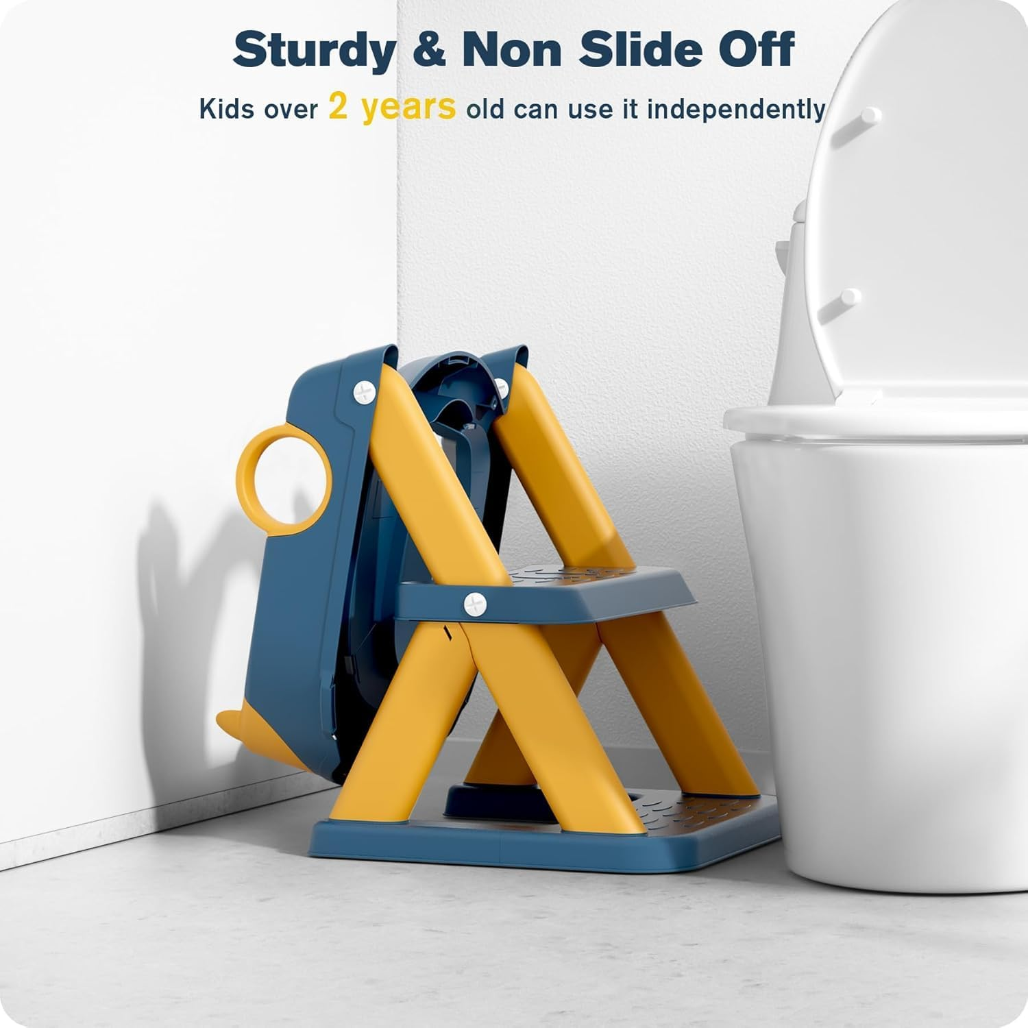 Toddler Toilet Seattoilet Stool, Upgrade Toddler Toilet Seat for Kids Boys Girls, 2 in 1 Potty Training Toilet for Kids, Splash Guard Anti-Slip Pad Step Stool image number 2