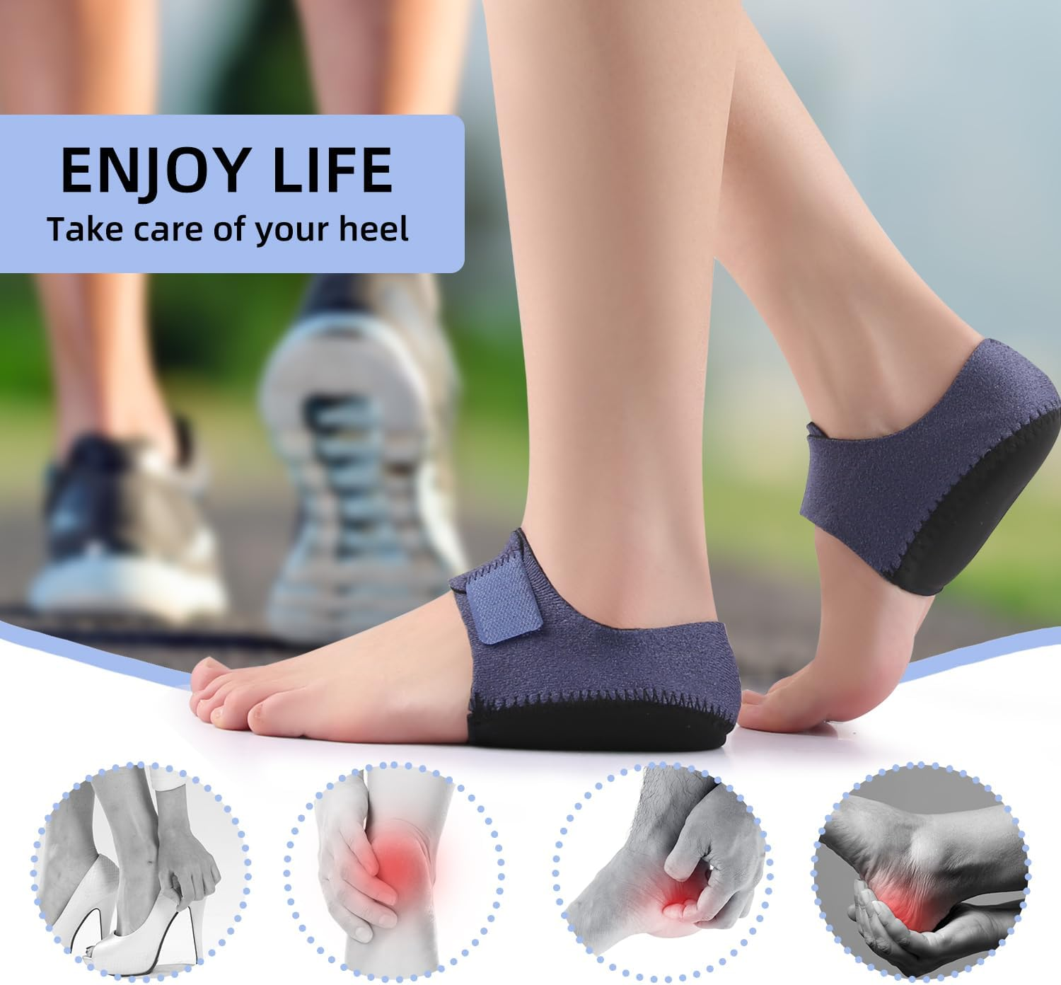 Heel Cups for Heel Pain, Heel Protectors, Heel Cushion Support for Women and Men (Large, Beige) image number 5