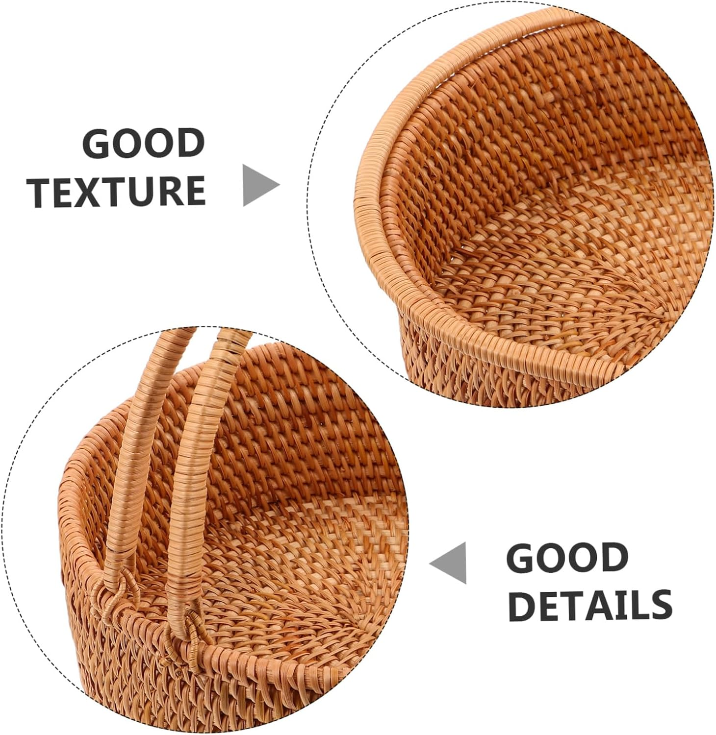 Mipcase Portable Large Willow Rattan Basket with Handle for Picnic and Fruit Storage Handwoven Kitchen Organizer with Openweave Breathable Design for Outdoor Activities and Home image number 6