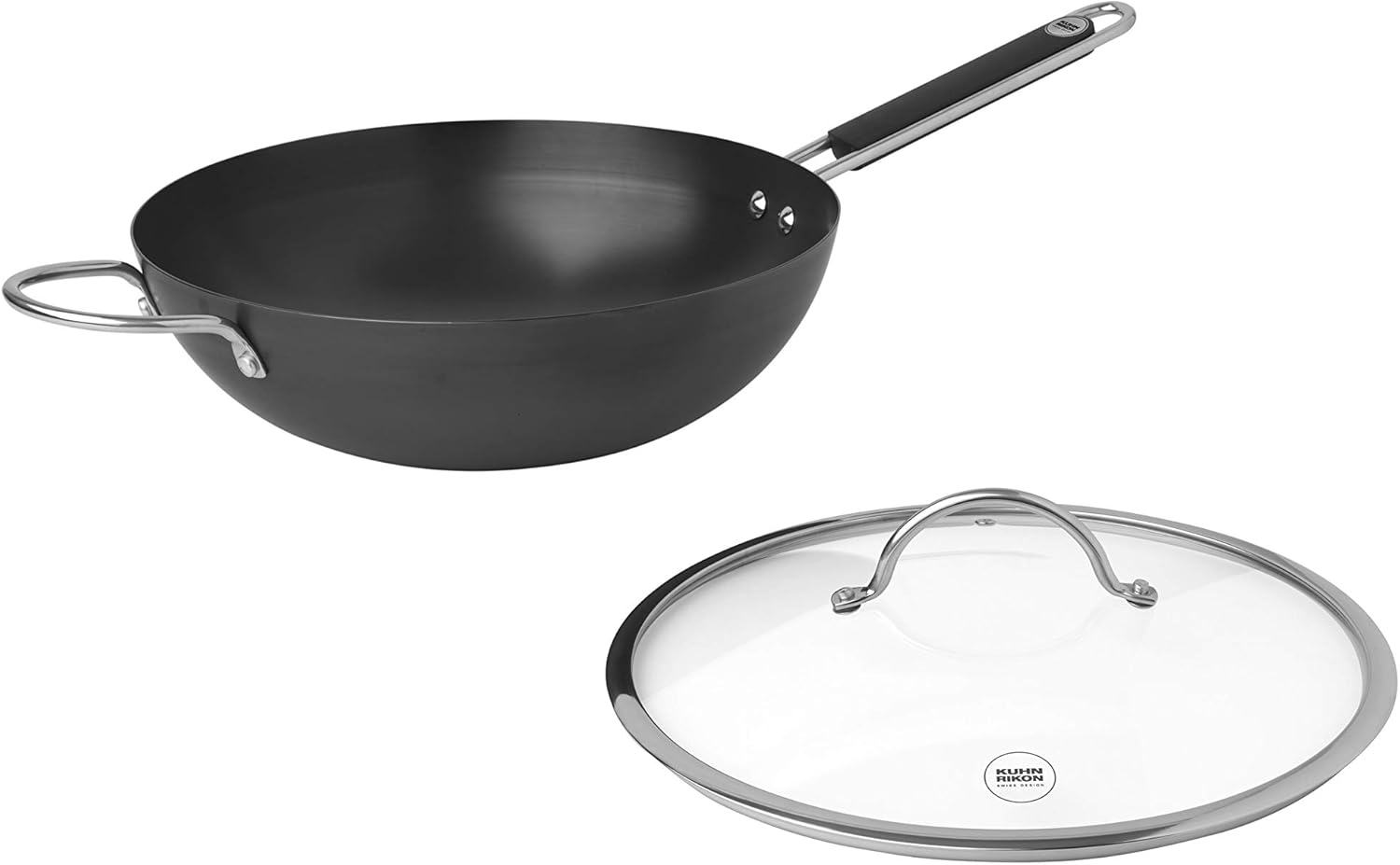 KUHN RIKON Essential Wok with Glass Lid, 32, Black image number 2