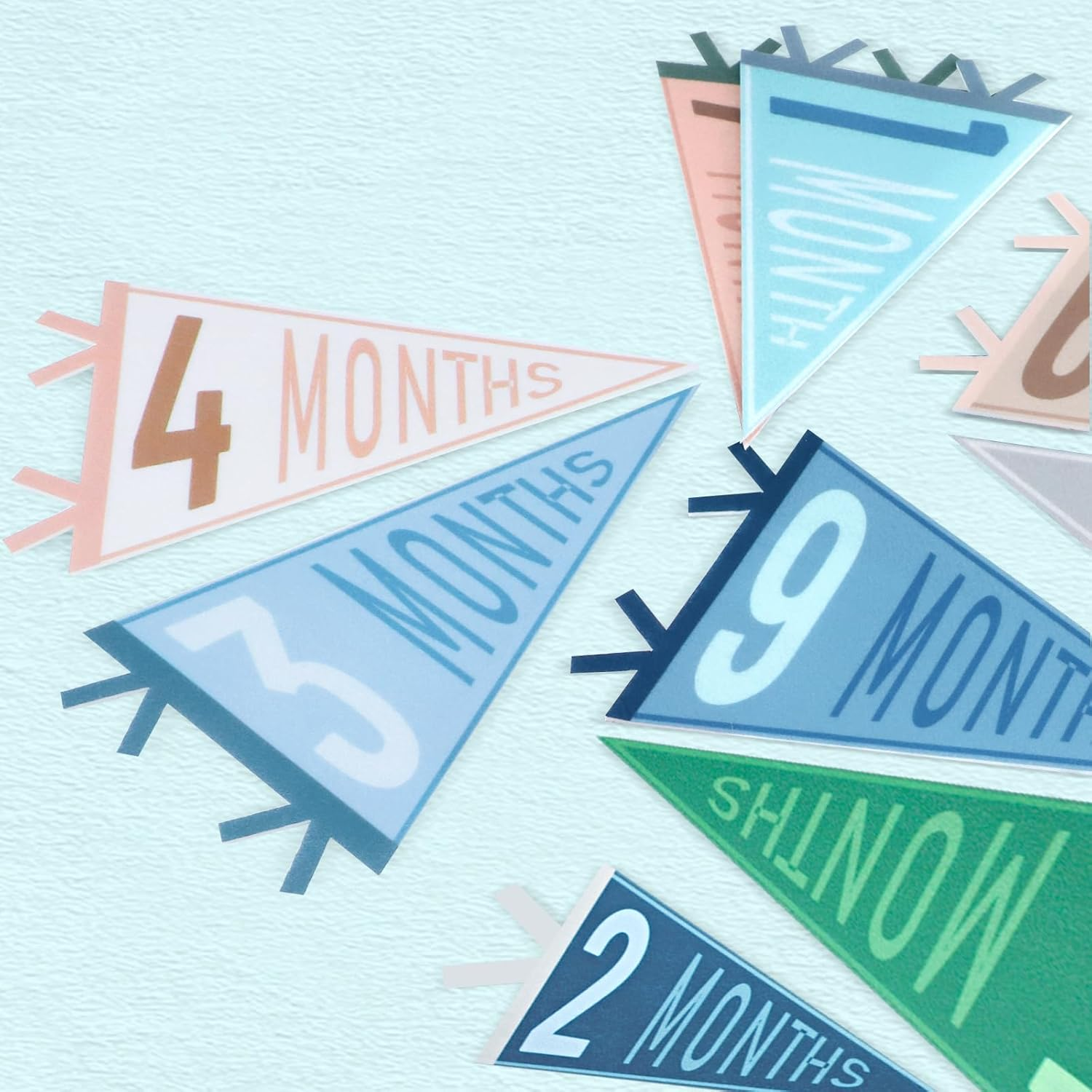 14 Pcs Baby Monthly Milestone Felt Pennant, LIOUCBD Month Baby Milestone Signs, Monthly Milestone Triangle Banners for Boy Girl, Age Milestone Flag Signs for Photos Props &Newborn Birthday Party Decor image number 4