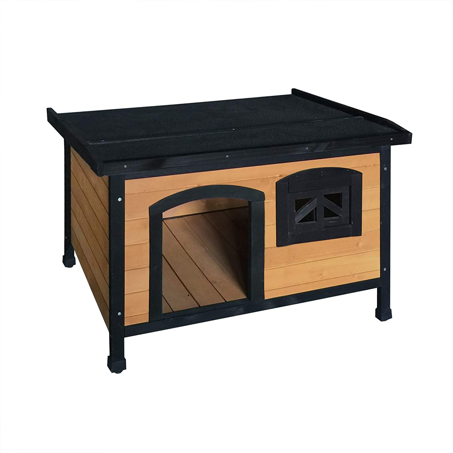 I.Pet Dog Kennel House, Large Kennels Portable Wooden Pet Puppy Houses Crate Cabin Outdoor Indoor Garden Pets Furniture, Uv-Resistant Durable Heavy Duty Multicoloured