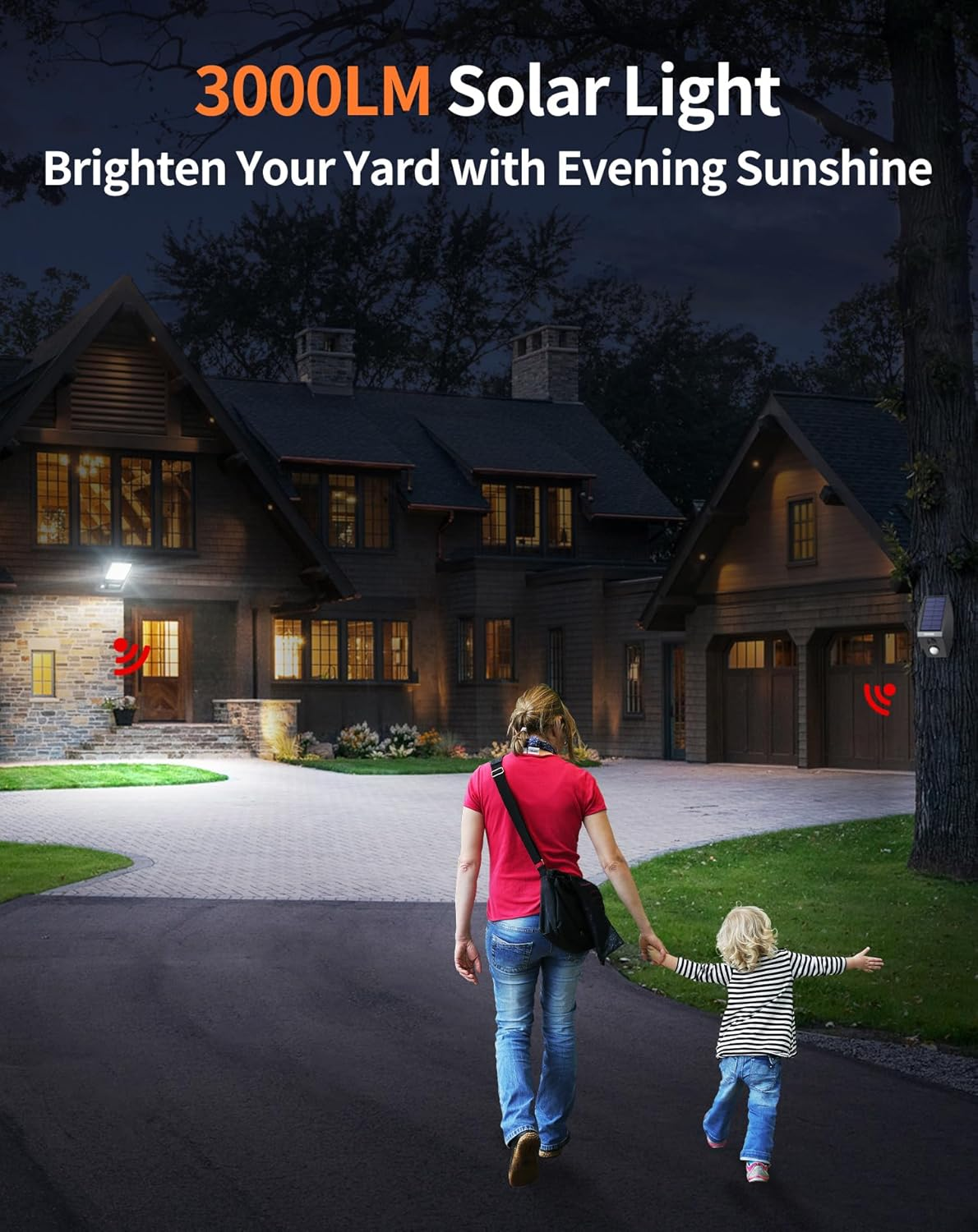 Intelamp Outdoor Solar Light with Motion Sensor, 12000Mah 3000Lm, Super Bright 170 LED Outdoor Solar Spotlight with Remote Control, Outdoor Solar Floodlight with 5M Cable image number 5