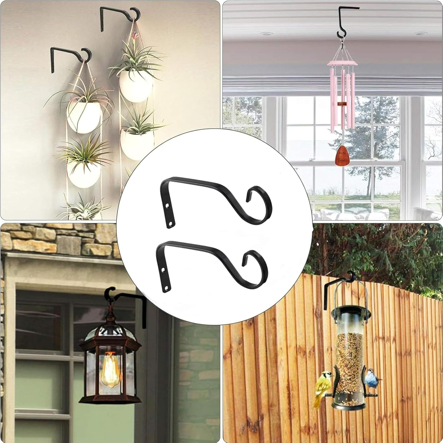 2-Pcs Iron Plant Hooks - Metal Ceiling Hangers for Indoor and Outdoor Use, Ideal for Hanging Plants, Lanterns, Bird Feeders, and Flower Baskets - Stylish Home Decor Solution image number 4