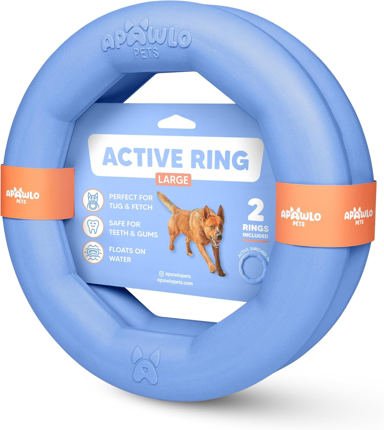 Set of 2 Active Dog Toy Rings - Floating Dog Rings for Outdoor Play, Training & Fetch - Durable Fetch Toy, Frisbee Alt, outside Yard Toys for Large Breeds - Peach