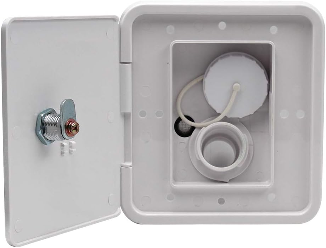 Blesiya White Gravity Plastic City Water Tank Inlet Hatch Camper Trailer RV Lock Door #1 image number 2