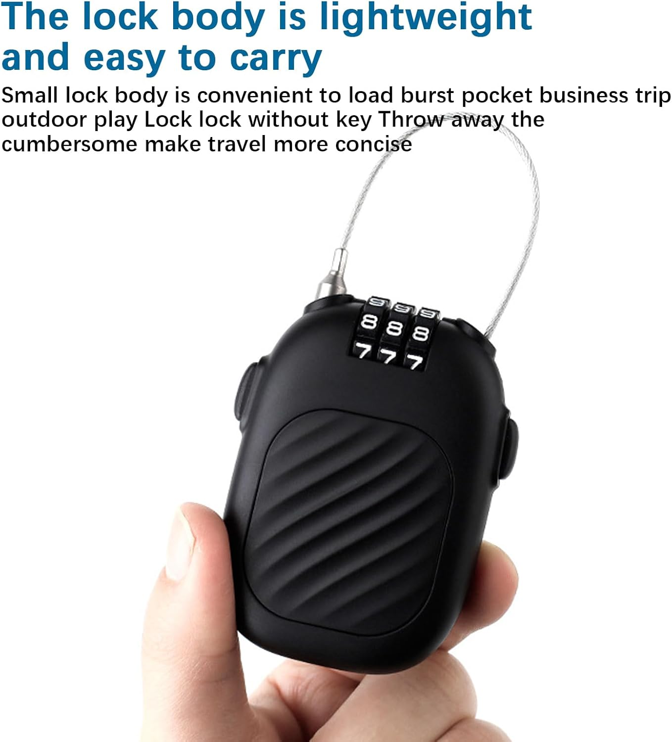 Retractable Cable Lock - Ski Lock Cable | 14 Inch Steel Cable Password Ski Locks | Adjustable Backpack Safety Locker for Travel Suitcase Bags Offering Increased Security with 3 Sets of Numeric Combi image number 4