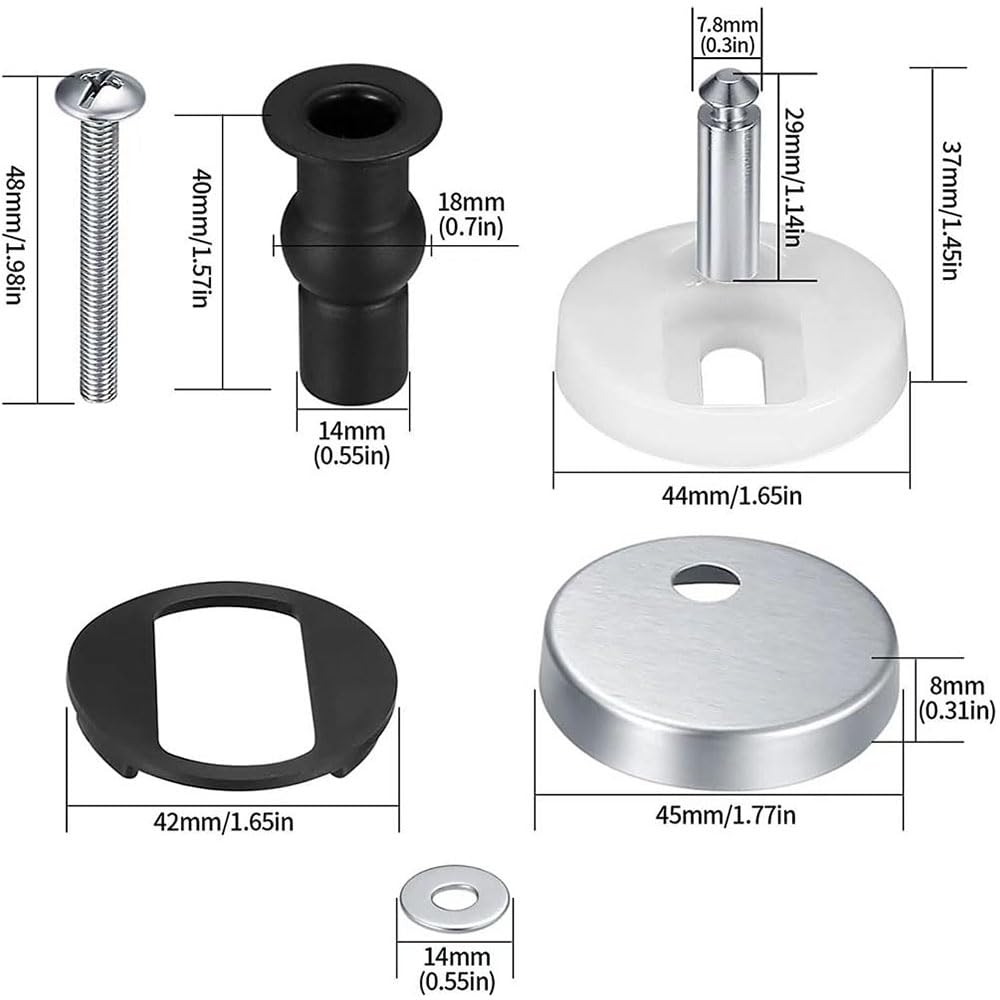 4 Pack Toilet Seat Fixing Screws, Universal Toilet Seat Fixings Fix Expanding Rubber Top Nuts Screws, Toilet Seat Bolts Kit Toilet Seat Hardware Replacement Kit for Home Bathroom Toilet Blind Holes