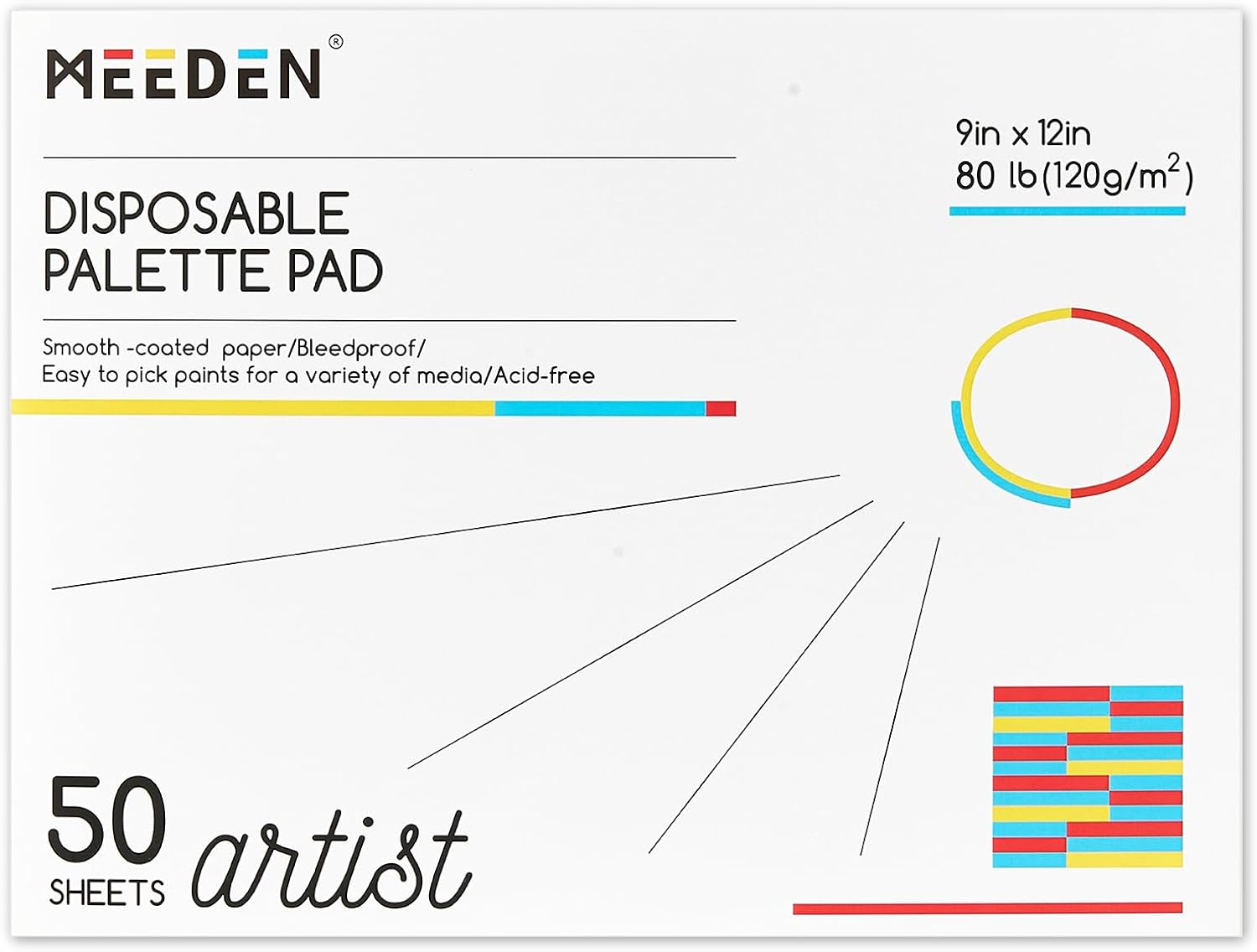 MEEDEN Artist Palette Paper Pad: 12''X16'', 40 Sheets (80Lb/120Gsm) Paint Palette Paper - Disposable Color Mixing Paper for Acrylic Watercolor Oil Painting image number 2