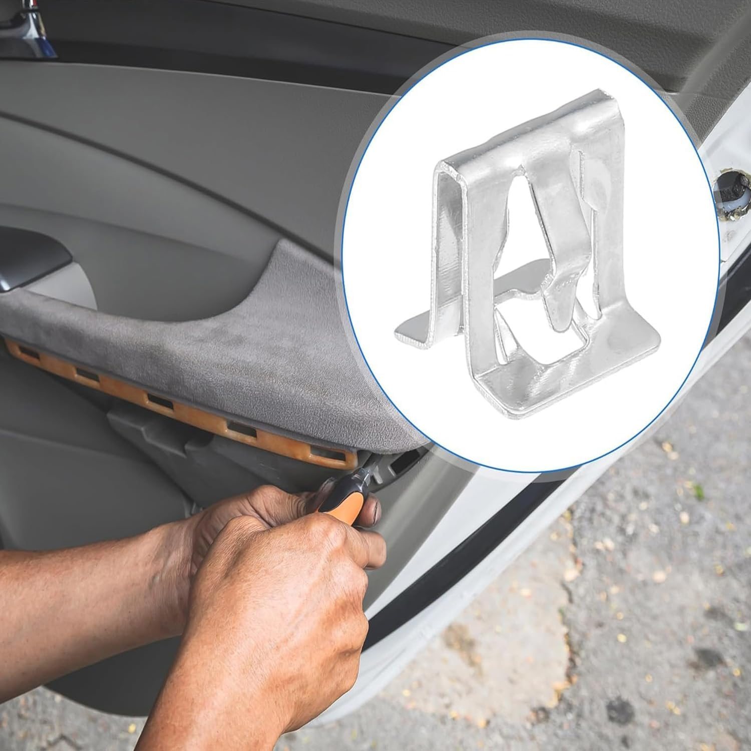 Wzenclave 30Pcs Metal Retainer Clip for Car Console Central Control Panel Clip, Car Multimedia Fixed Clip Car Interior Metal Clip Universal U-Shaped Automotive Fastener Accessocies for Cars(Silver) image number 3