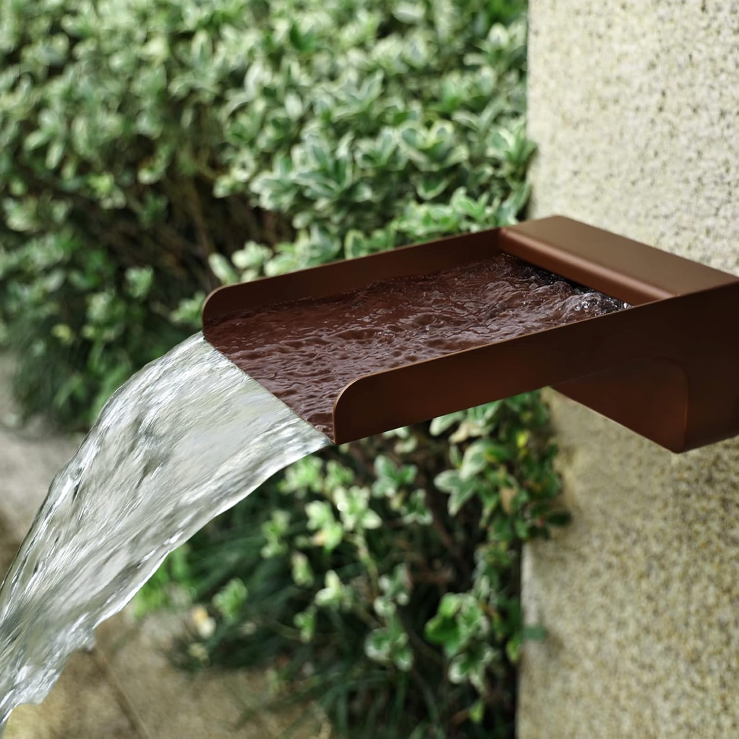 PONDO 304 Stainless Steel Made Exquisite Handcrafted Waterfall Spout for Landscape, Water Fountain Spout Scupper Luxury Decoration for Pools, Ponds, Water Walls (Brown Powder Coating) - Brushed Finishing image number 7