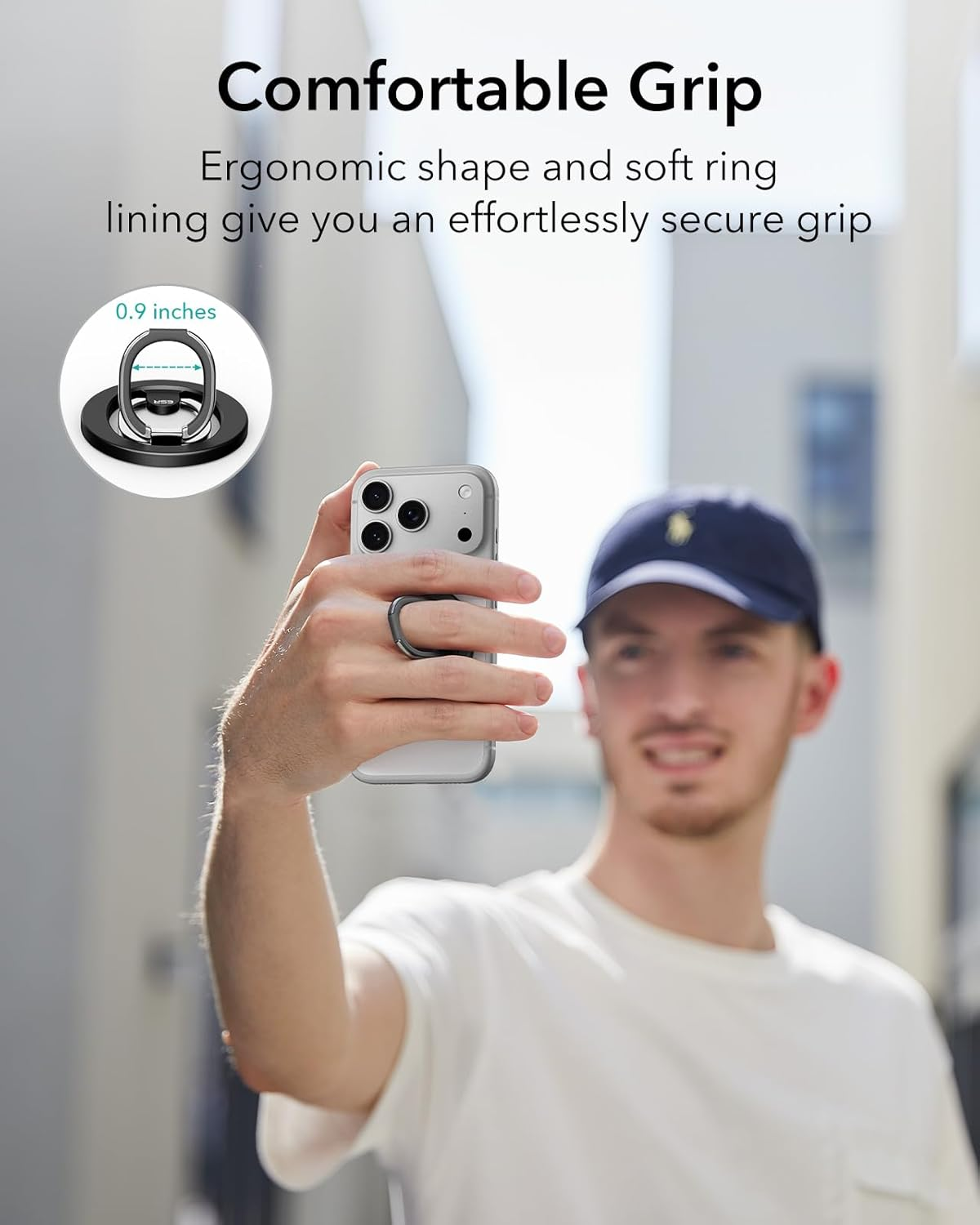 ESR for Magsafe Phone Grip, Magsafe Ring Holder, Magnetic Phone Ring Holder, Magnetic Grip with 2-Way Adjustable Stand for Iphone 17/16/15/14/13, Samsung, All Smartphones(2 Metal Rings Included) - Natural Titanium image number 5
