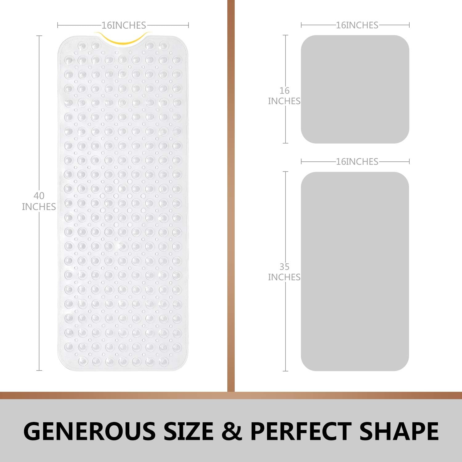 Upgrade Baby Bath Mat Non Slip Extra Long Bathtub Mat for Kids 40 X 16 Inch - Eco Friendly Bath Tub Mat with 200 Big Suction Cups,Machine Washable Shower Mat,Clear image number 3