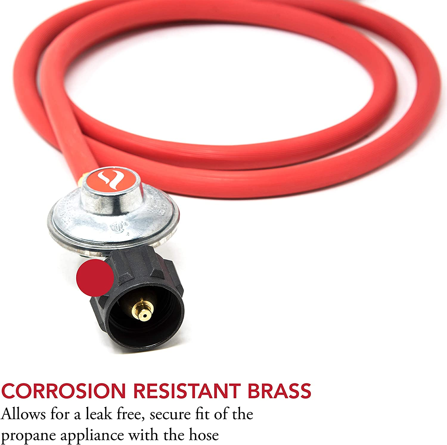 Gas One 2102 New Improved 6 Ft Low Pressure Propane Regulator and Hose Connection Kit for LP/LPG Most LP/LPG Gas Grill, Heater and Fire Pit Table,Brown/A image number 1