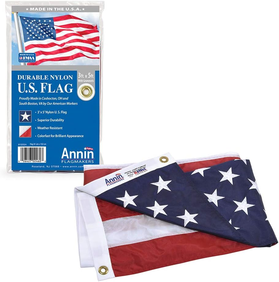 Annin Flagmakers Model 2460 American Flag All-Weather Nylon Solarguard Nyl-Glo, 3 X 5 Feet image number 2