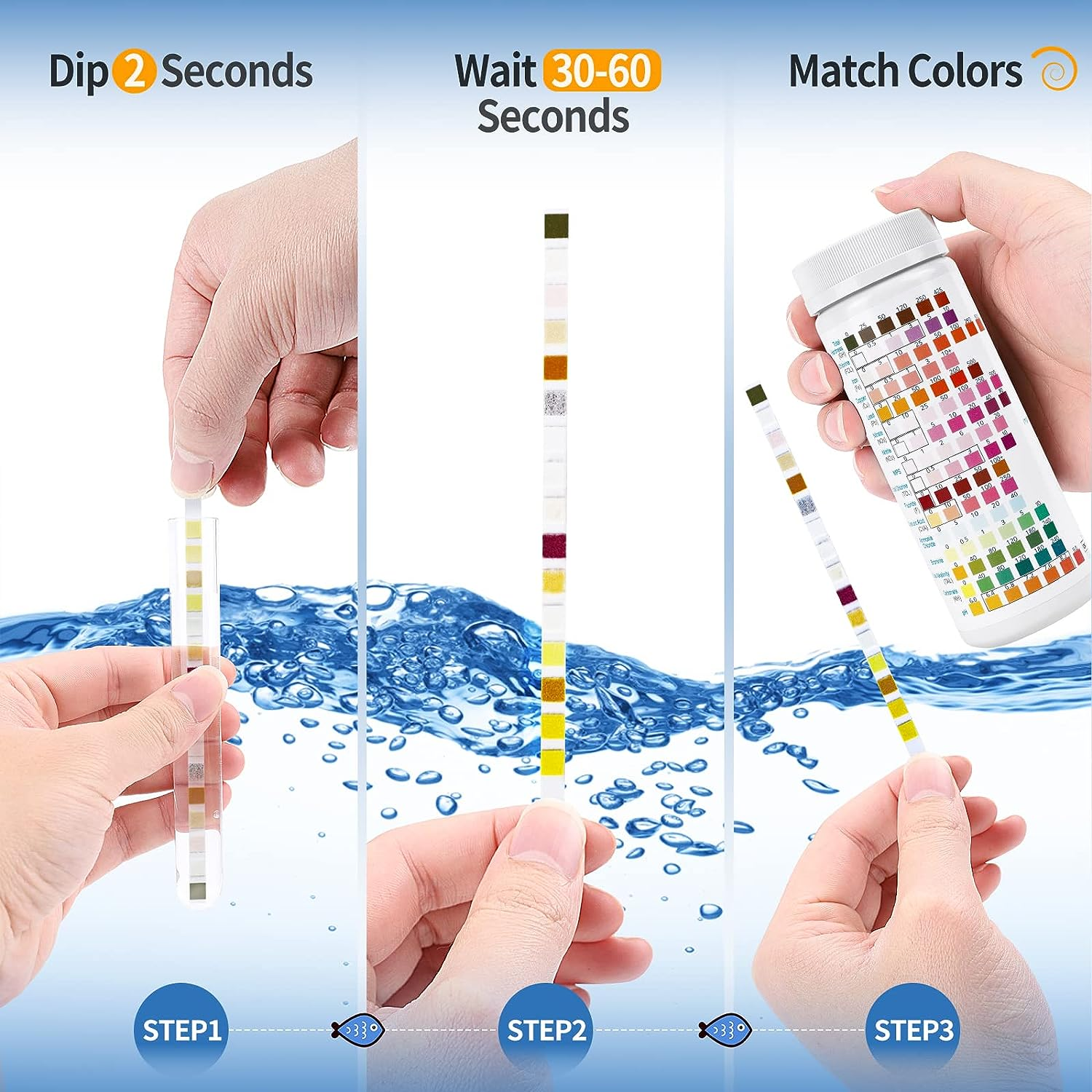 16 in 1 Premium Water Test Kit - 125 Home Water Quality Test Strips for Well and Tap Test Kit - Testing for Ph, Hardness, Chlorine, Lead, Iron, Copper, Nitrate, Nitrite, Etc image number 2