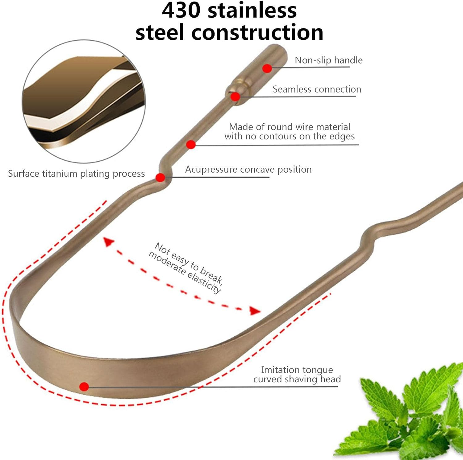 Metal Tongue Scraper for Adults - Stainless Steel Tongue Coating Brush | Breath Treat U-Shaped for Adults, Oral Care to Keep Fresher Breath Lippsy - Silver U Shape image number 6