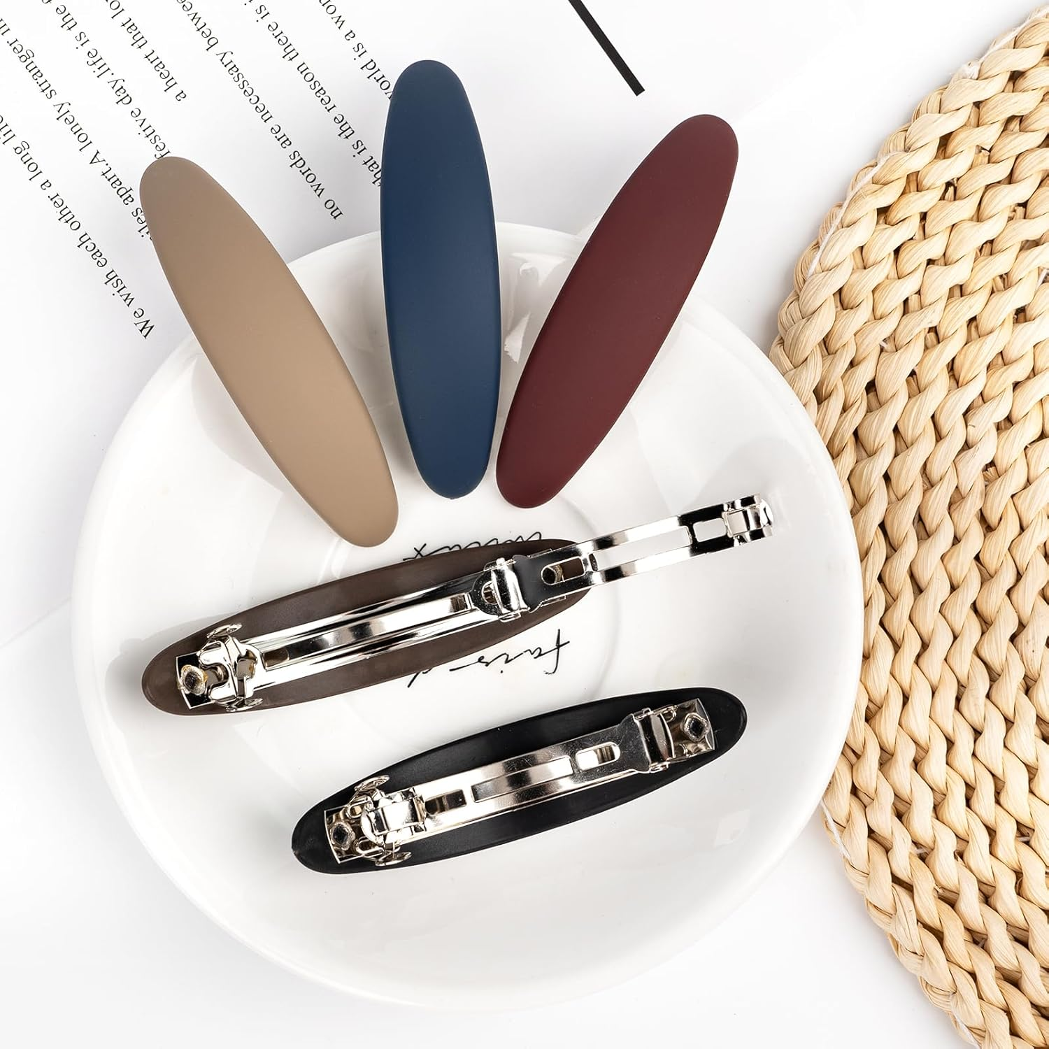 Pack of 5 Hair Clips, Hair Clips, Women'S Thin Hair, Automatic Large Classic Hair Clips, French Hair Clip, Tortoiseshell Hair Clips, for Fine Hair and Medium Thick Hair image number 4