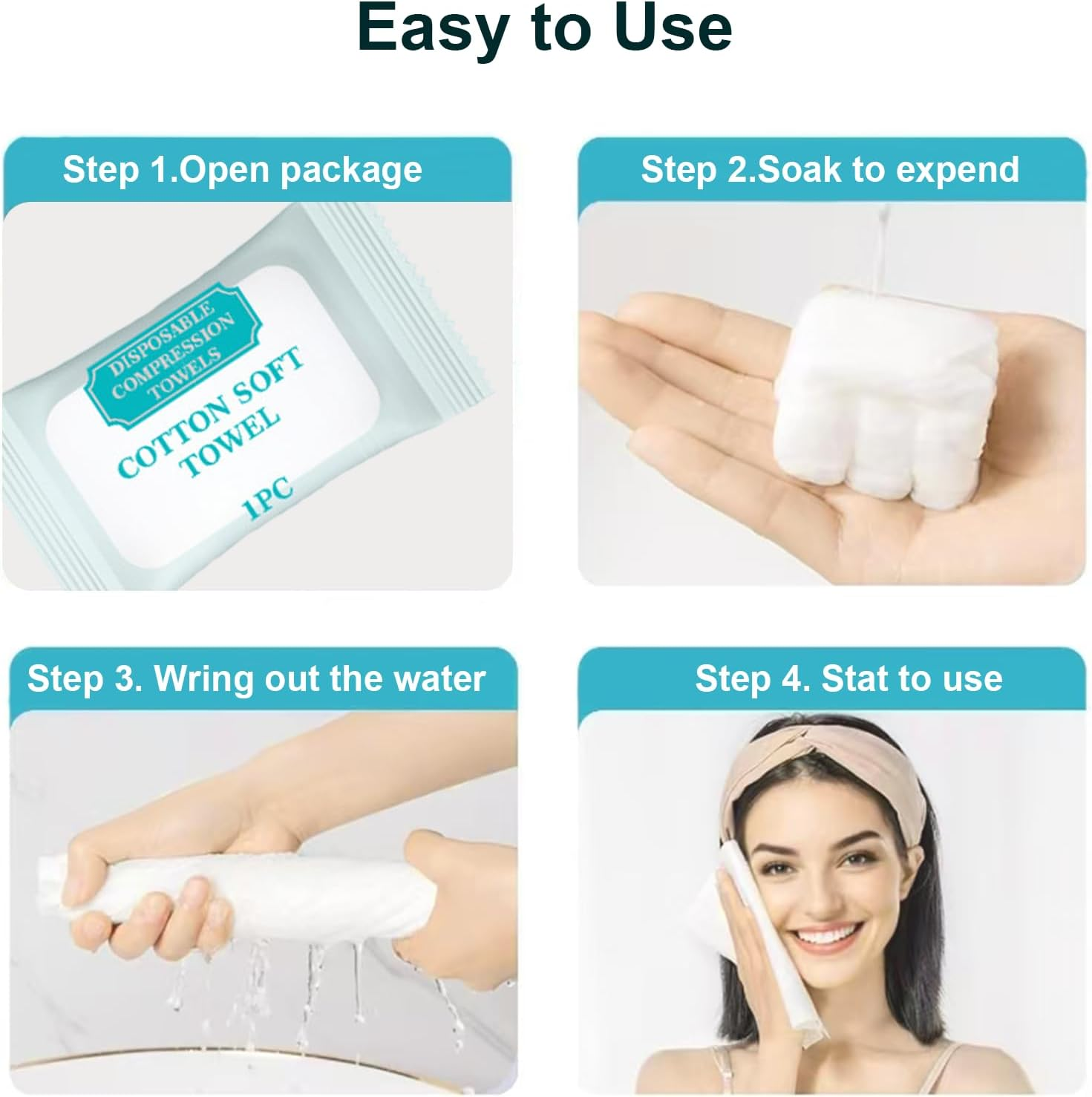 20PCS Compressed Towels Disposable Magic Towel Tablets, Thick Reusable Washcloths for Travel, Camping, Hiking, Outdoor Sports, Beauty Salon Hotel Use image number 5