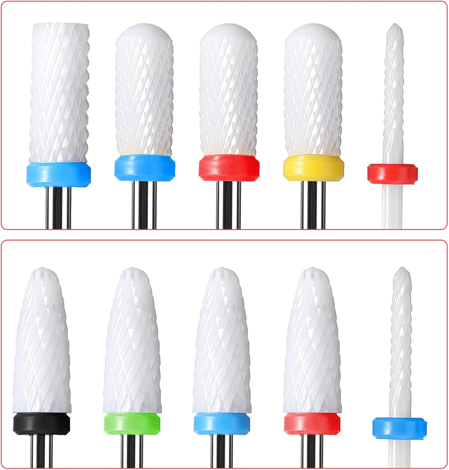 YUXIANLB 10 Pcs Ceramic Nail Drill Bits Set for Acrylic Gel Nails, 3/32 Inch Cuticle Bit for Nail Drill Professional Electric Manicure Pedicure Nail File Cuticle Remover image number 3