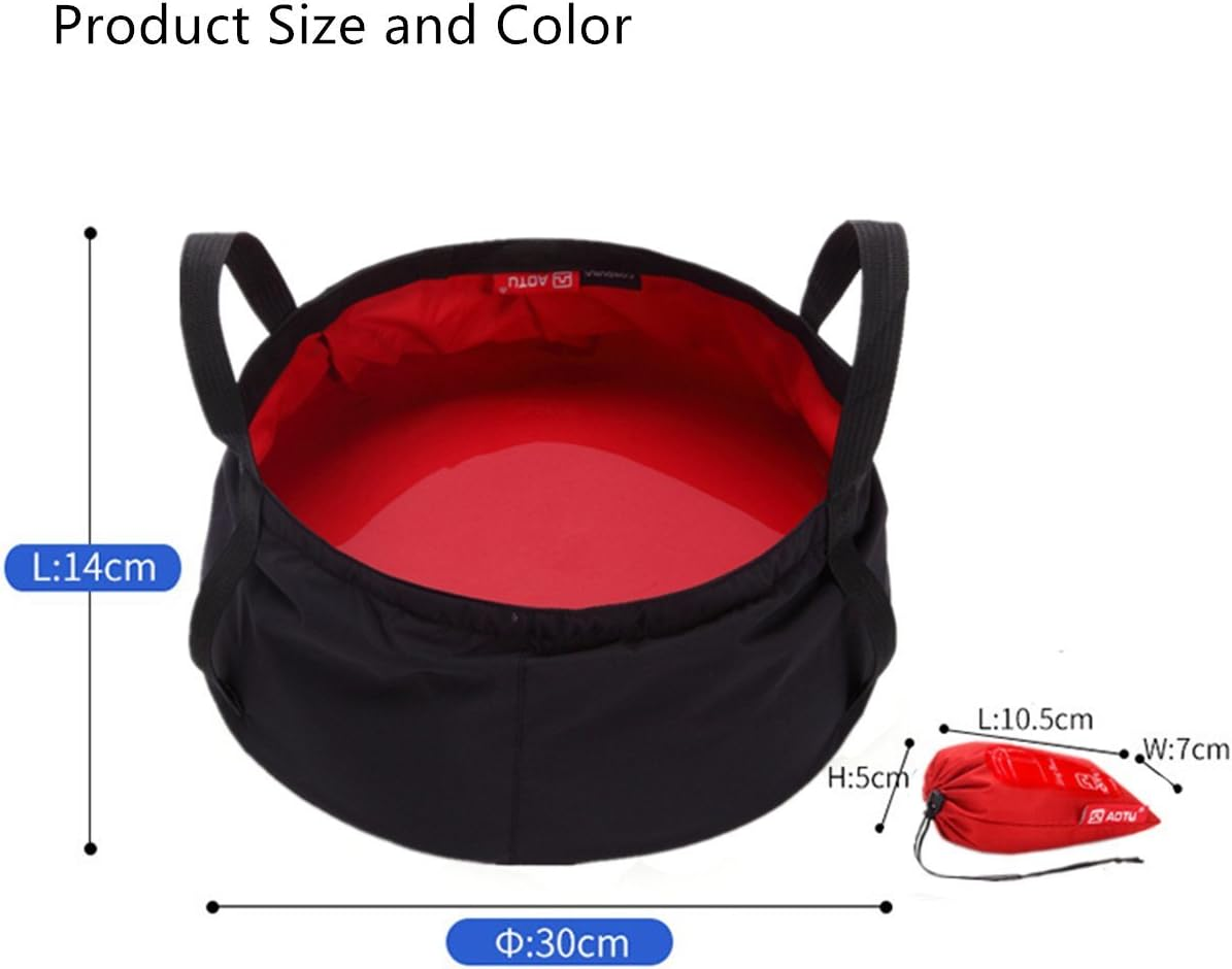 Winise 7L Lightweight Portable Folding Wash Basin Wash Bowl Multi-Functional Collapsible Bucket Water Bag Water Storage Collapsible Carrying Pouch Handle Bag for Outdoor Traveling Camping Hiking Fishing (Blue/Green/Red) image number 3