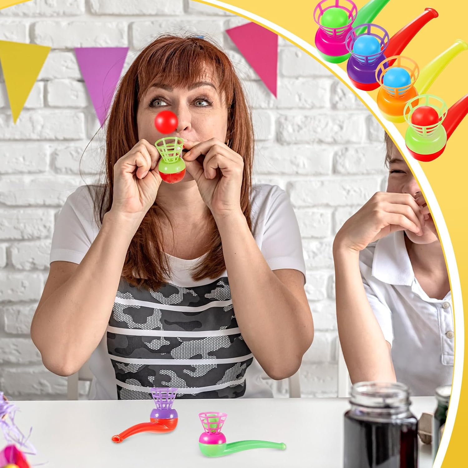 Liliful 50 Pieces Ball Blowing Toy Floating Blow Pipe Balls Stress Reliever Floating Ball Toy for Birthday Party Balance Game Favors Gift Bag Stuffers Random Color image number 5