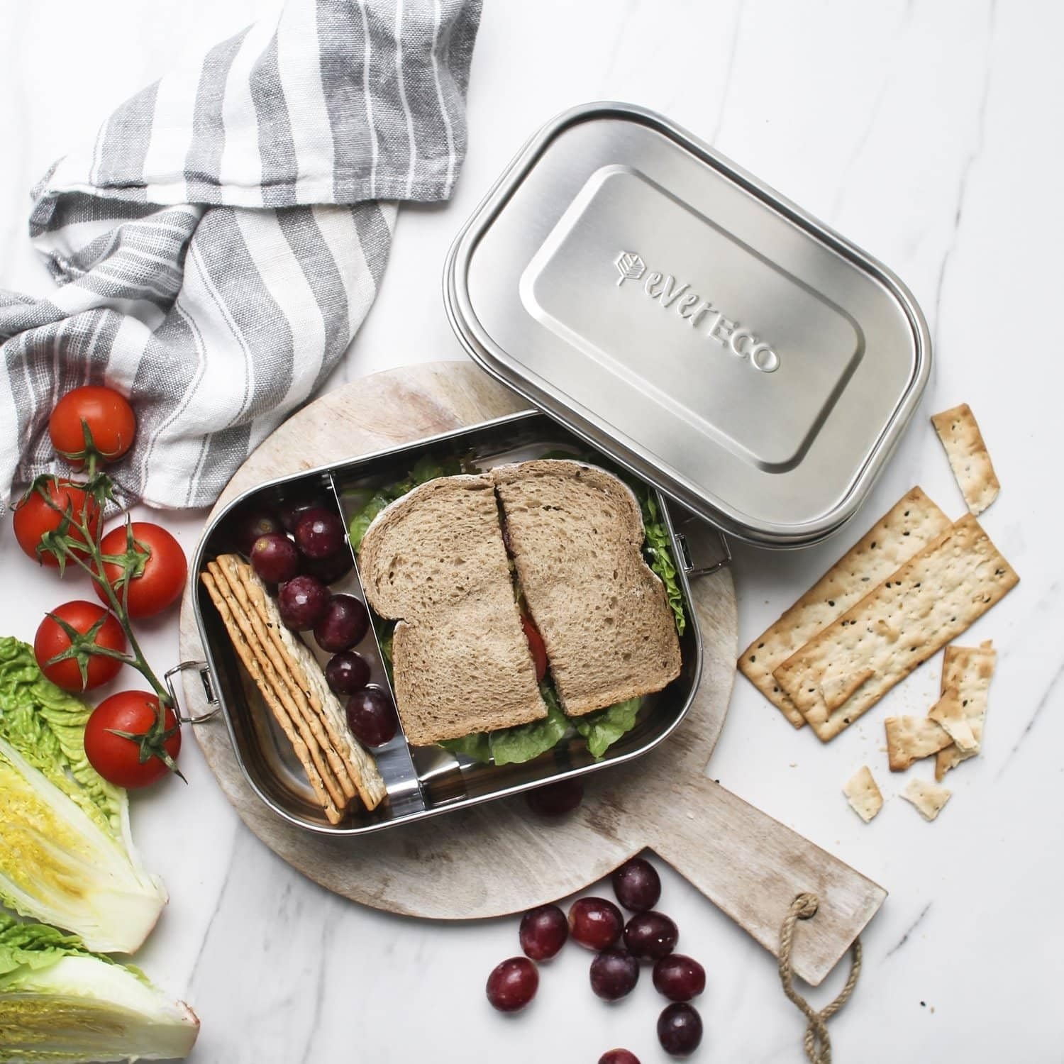 2-Compartment Stainless Steel Bento Lunch Box - 1400Ml