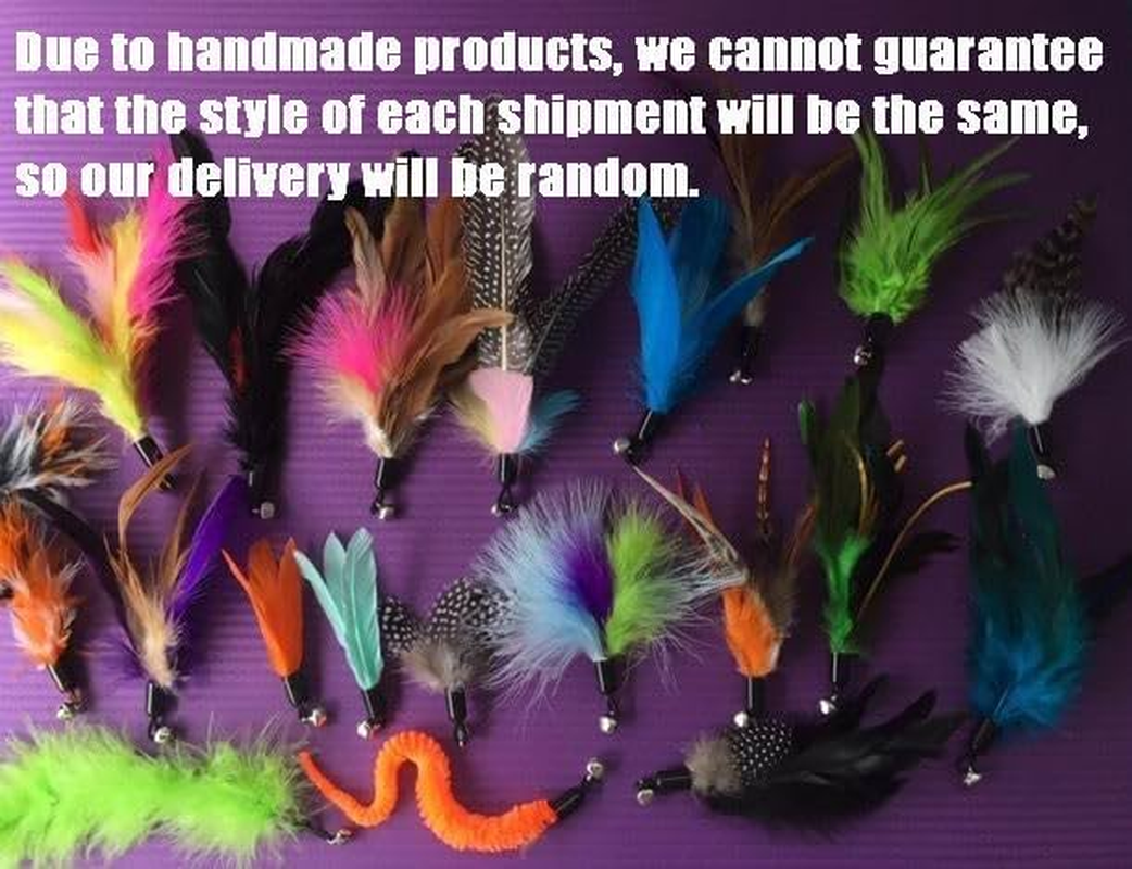 Feather Teaser Cat Toy Set 20 Pcs, Interactive Toys for Cats Replacement Feather Teaser with Bell for Kitten Cat Catcher Having Fun Exercise Playing image number 3