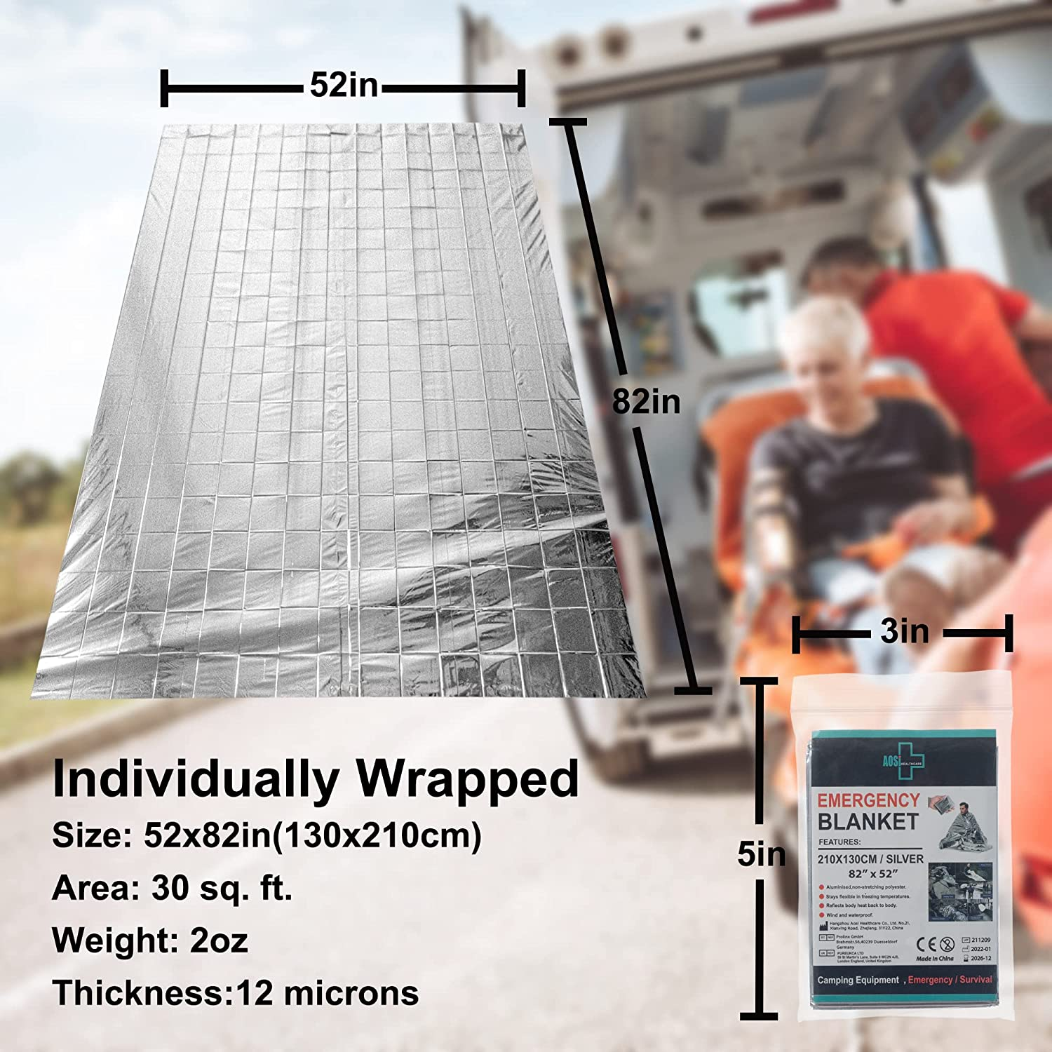 General Medi Emergency Blanket (12-Pack),Emergency Foil Blanket- Perfect for Outdoors, Hiking, Survival, Marathons or First Aid image number 2
