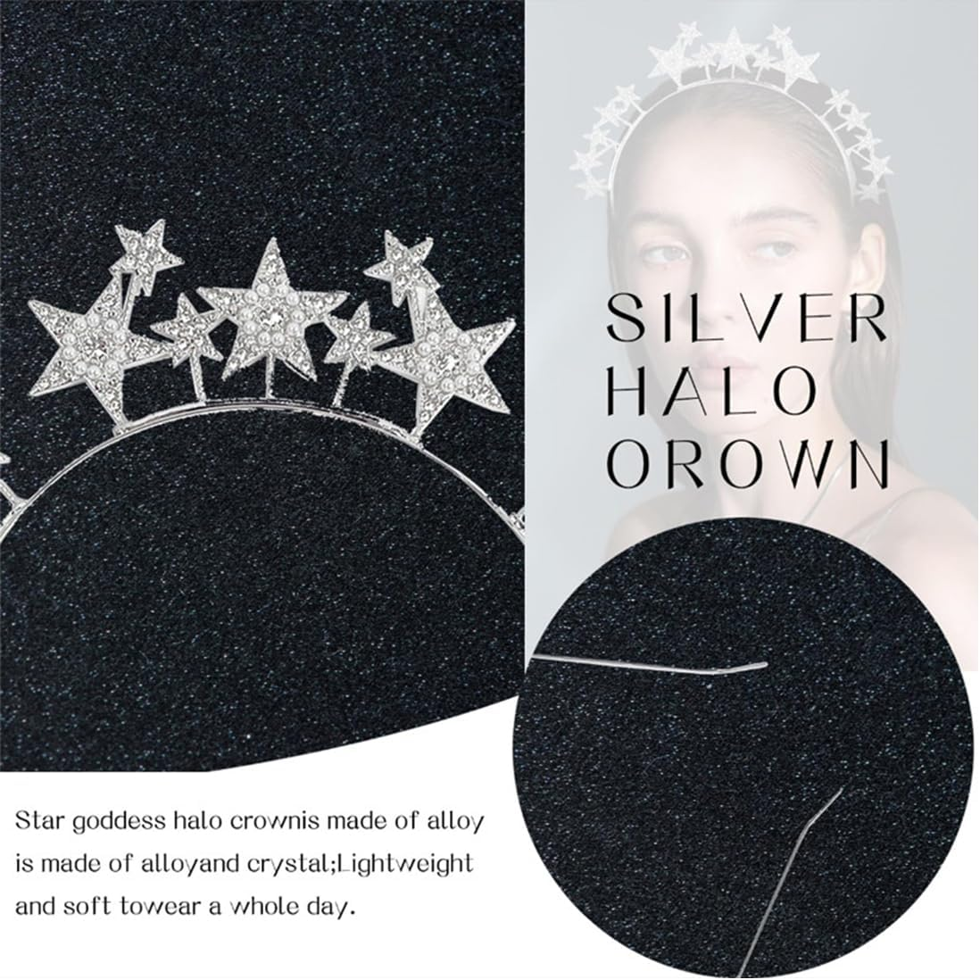 Headband Stars Glitter Mermaid Face Gemstones Stick Jewels for Women Cosplay Mermaid Halloween for Festival Party Bride Bridesmaids image number 5