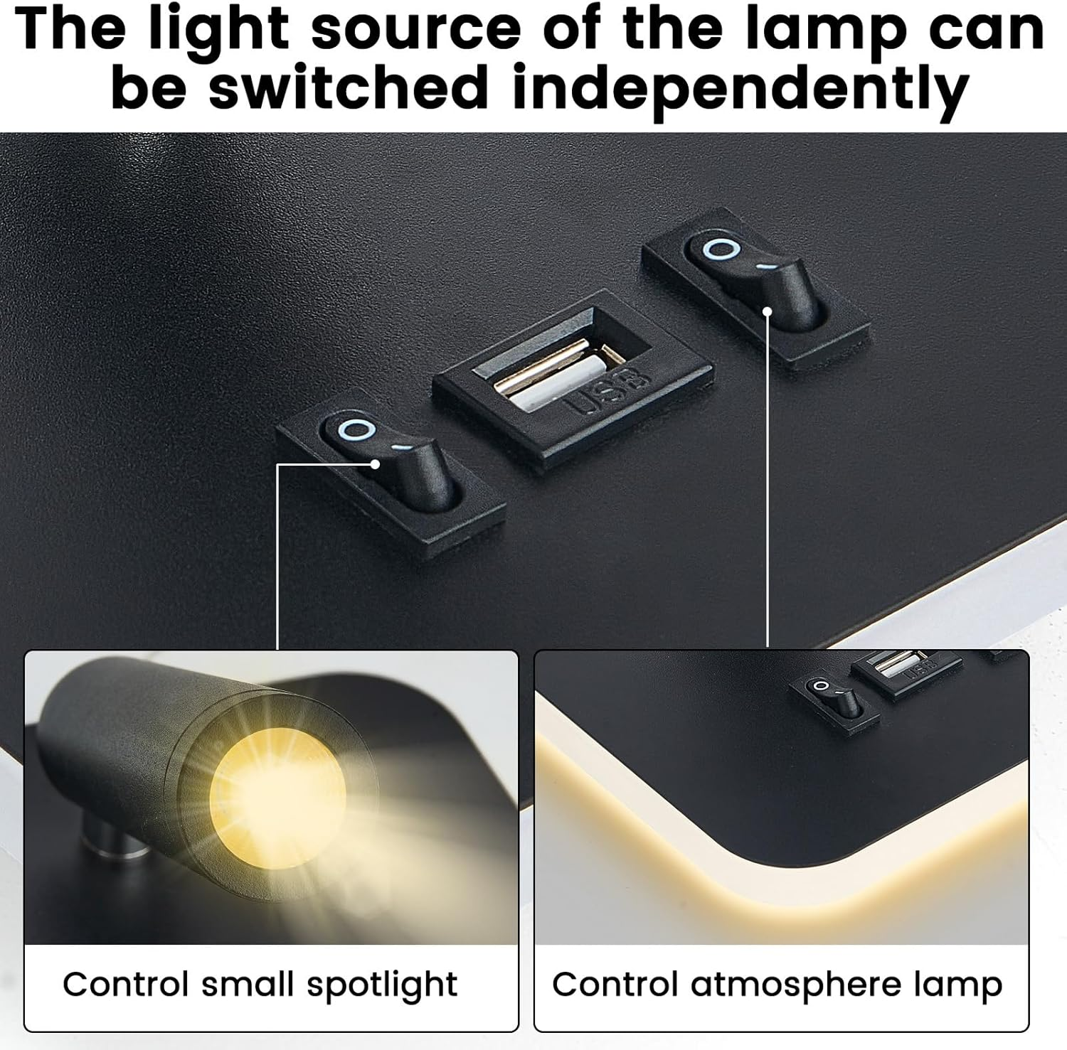 Lnopever 2 X Battery Wall Light Indoor with Motion Sensor, LED Rechargeable Wall Light Indoor with 2 Modes, Has a USB Charging Port, for Stairs, Hallway, Living Room, Bedroom, Garage, Black image number 5