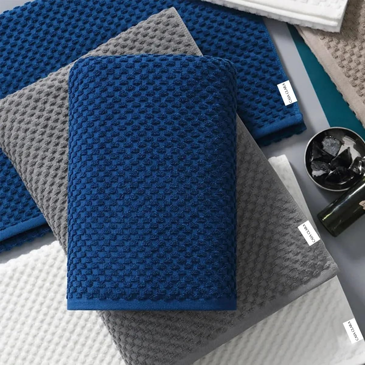 Casaclara Premium Towel Set &ndash; 600 GSM Ultra-Soft Cotton Towels with Hanging Loop &ndash; Elegant, Absorbent & Long-Lasting &ndash; Curated Sets for Modern Bath Spaces (White Pearl, 2X Bath Sheet)