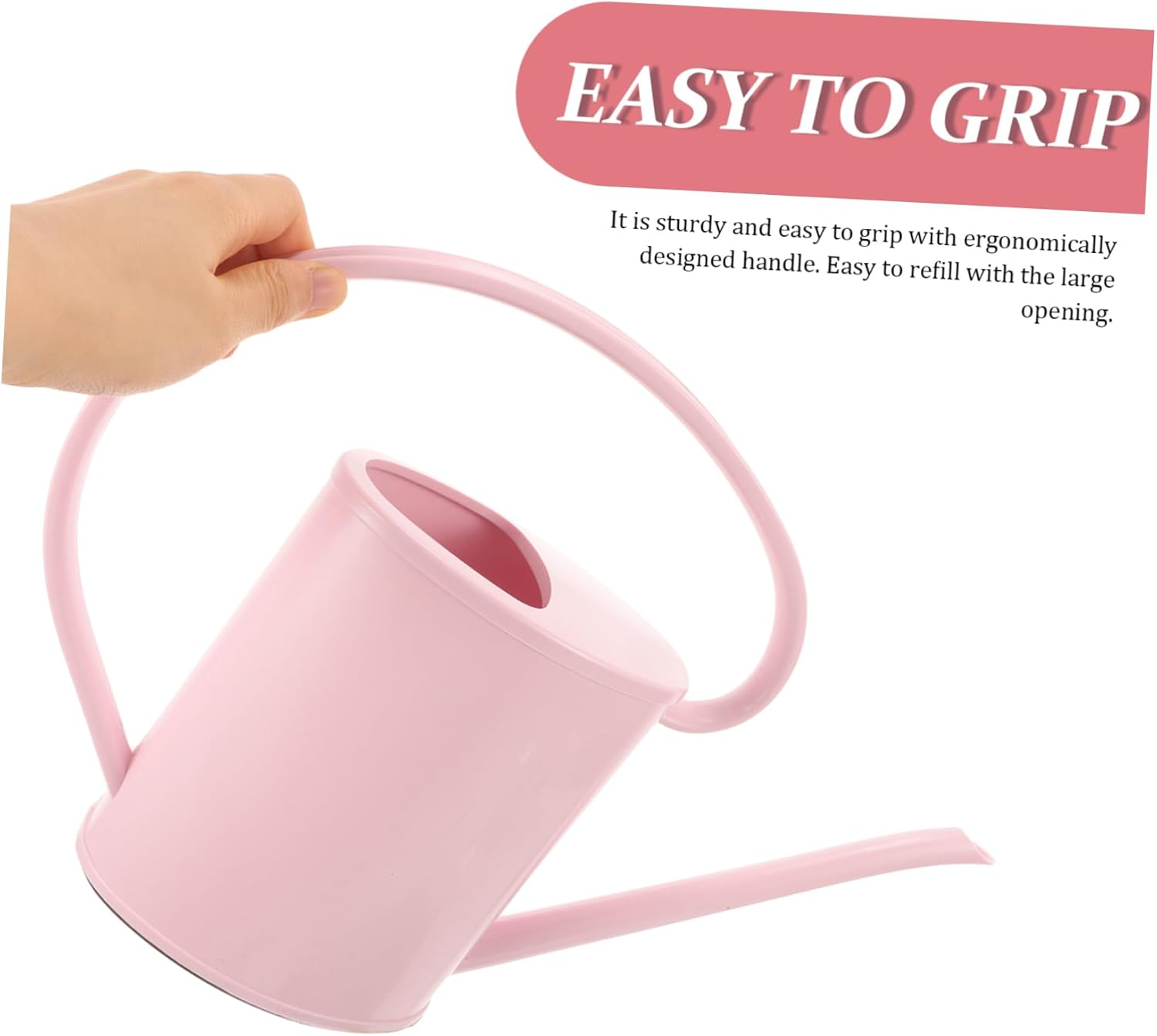 1.2L Watering Can Long Spout Pink Gardening Watering Kettle for Indoor Outdoor Plants Garden Supply image number 1