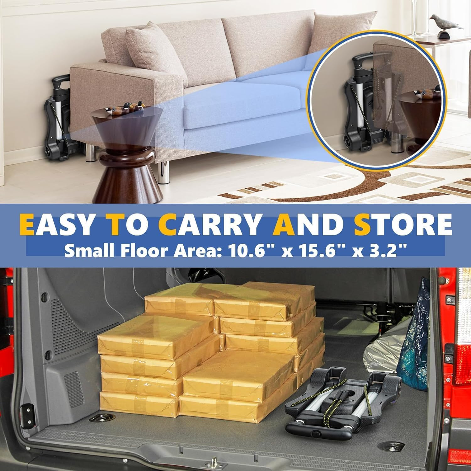 LELYFIT Folding Hand Truck, 88Lb/40Kg Heavy Duty Luggage Cart with 2 Wheels, Compact Trolley Portable Luggage Cart for Home Office Shopping Travel Use, Light Weight and Easy to Carry image number 1