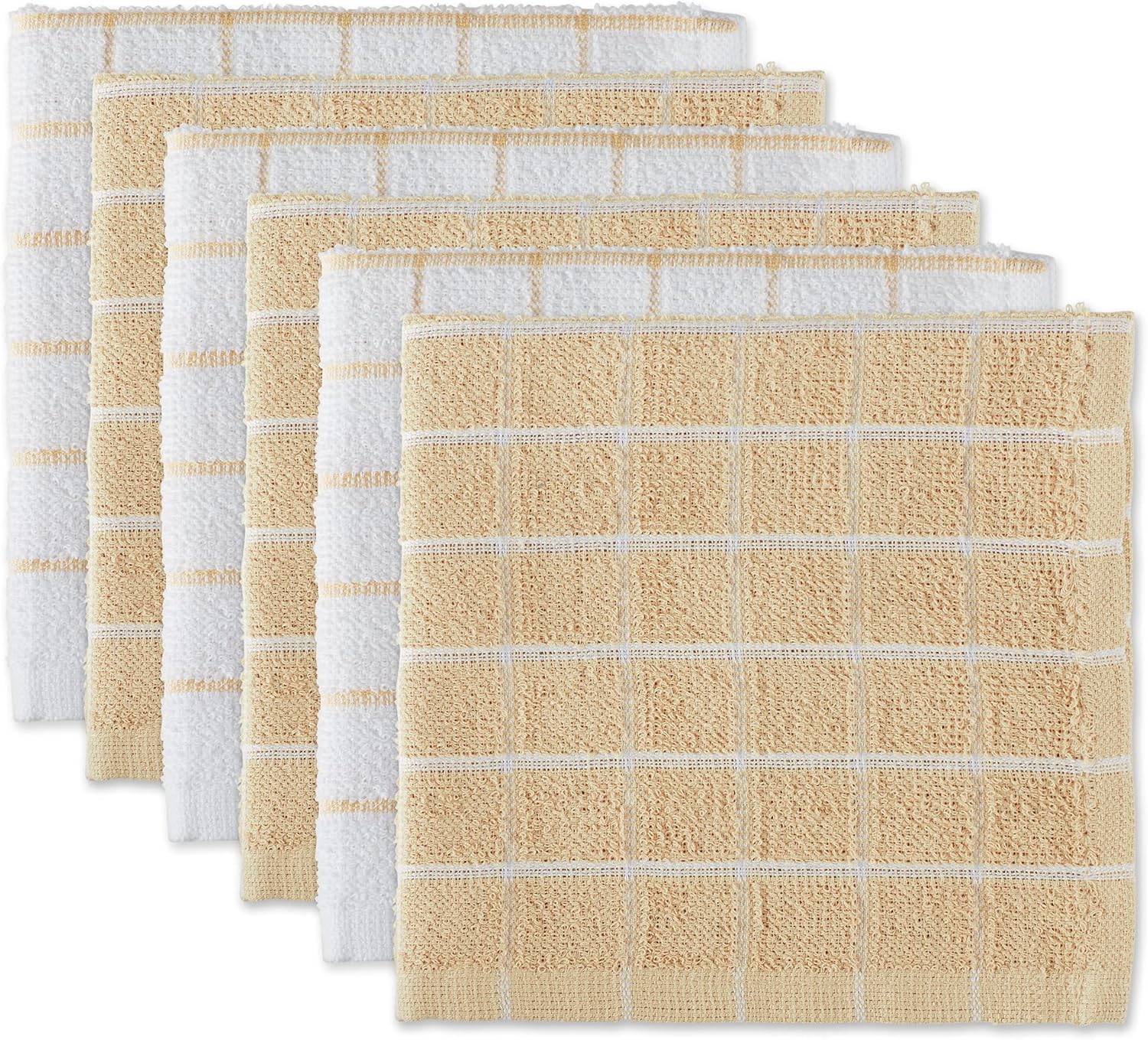 DII 100% Cotton, Machine Washable, Ultra Absorbant, Basic Everyday 12 X 12 Terry Kitchen Dish Cloths, Windowpane Design, Set of 6- Pebble - Eggplant image number 6