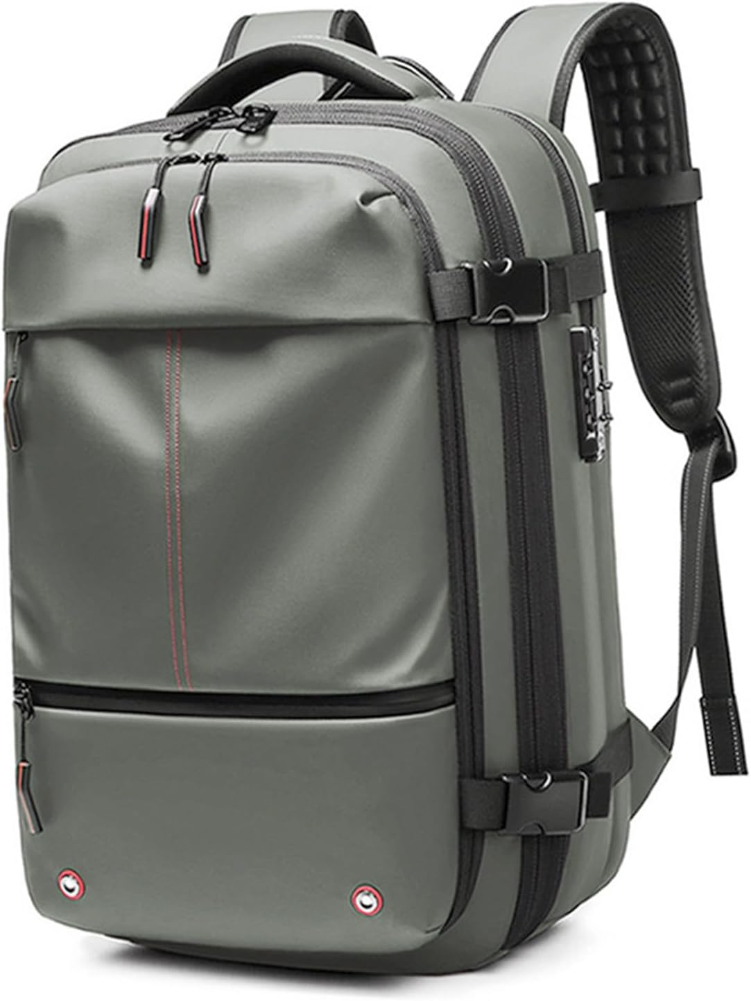 Vacuum Backpack, Large Capacity Water Expandable Travel Backpack, 19 Inch Laptop Bag with Vacuum Pump for Travel Business (Green) - Green image number 5