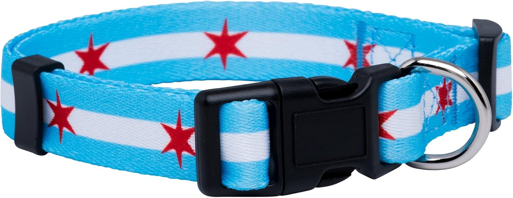 Native Pup Chicago Flag Dog Collar (Medium, Big Stars)