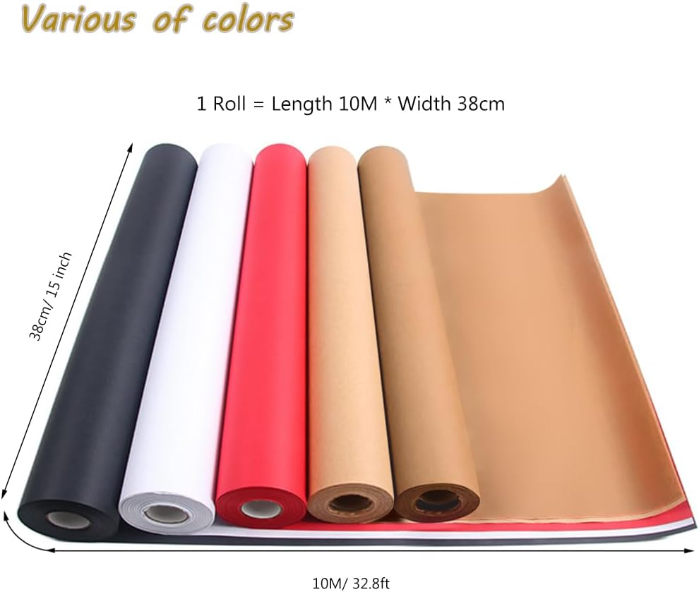 RINGSUN Wrapping Paper Roll, Gift Wrapping Paper, Kraft Paper 80Gsm, Ideal for Packing Present Wrapping Art Craft Postal Shipping (Dark Brown, 38X1000Cm) image number 3